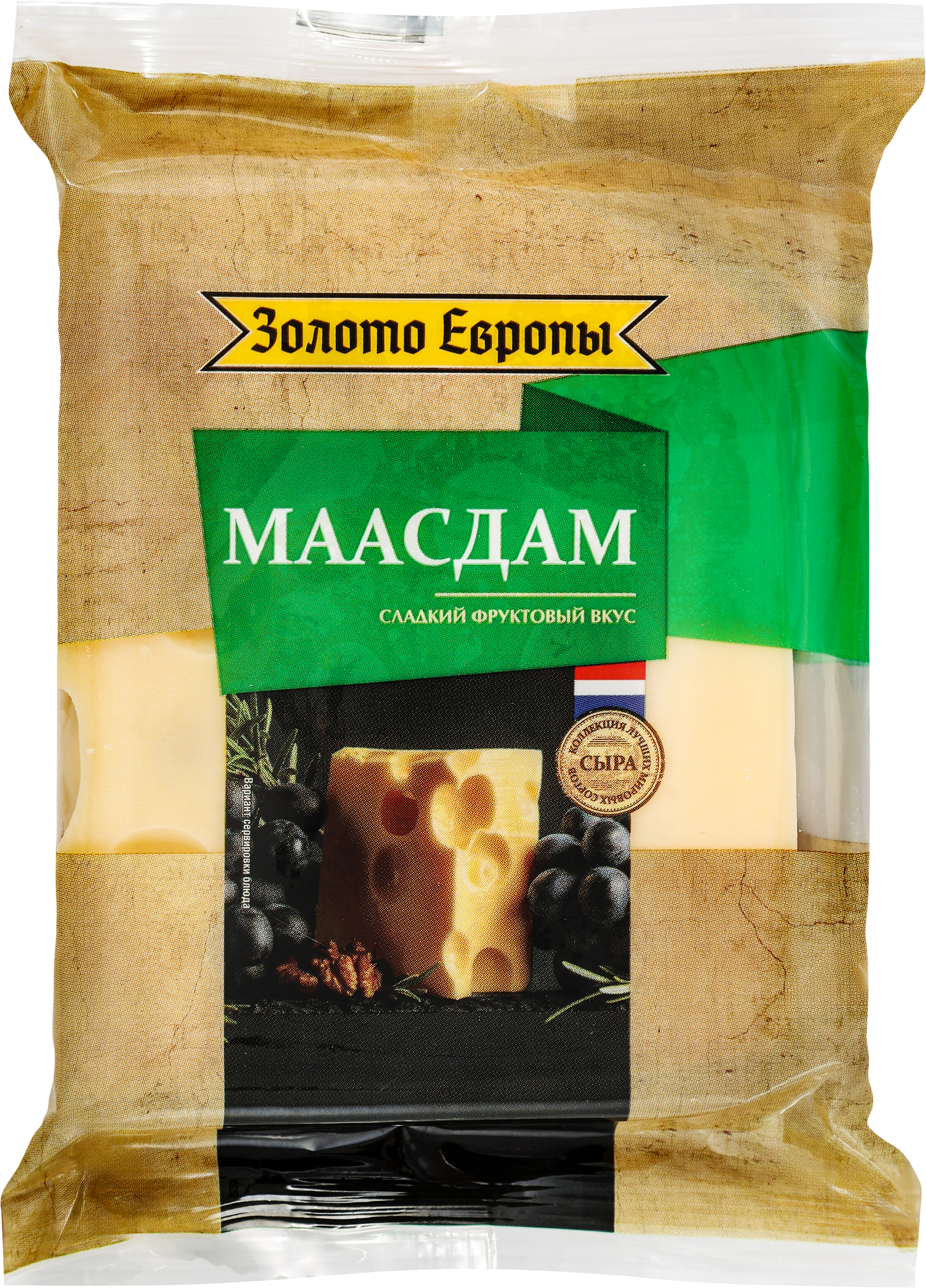 Изображение товара Сыр ЗОЛОТО ЕВРОПЫ Маасдам 45%, без змж, 180г