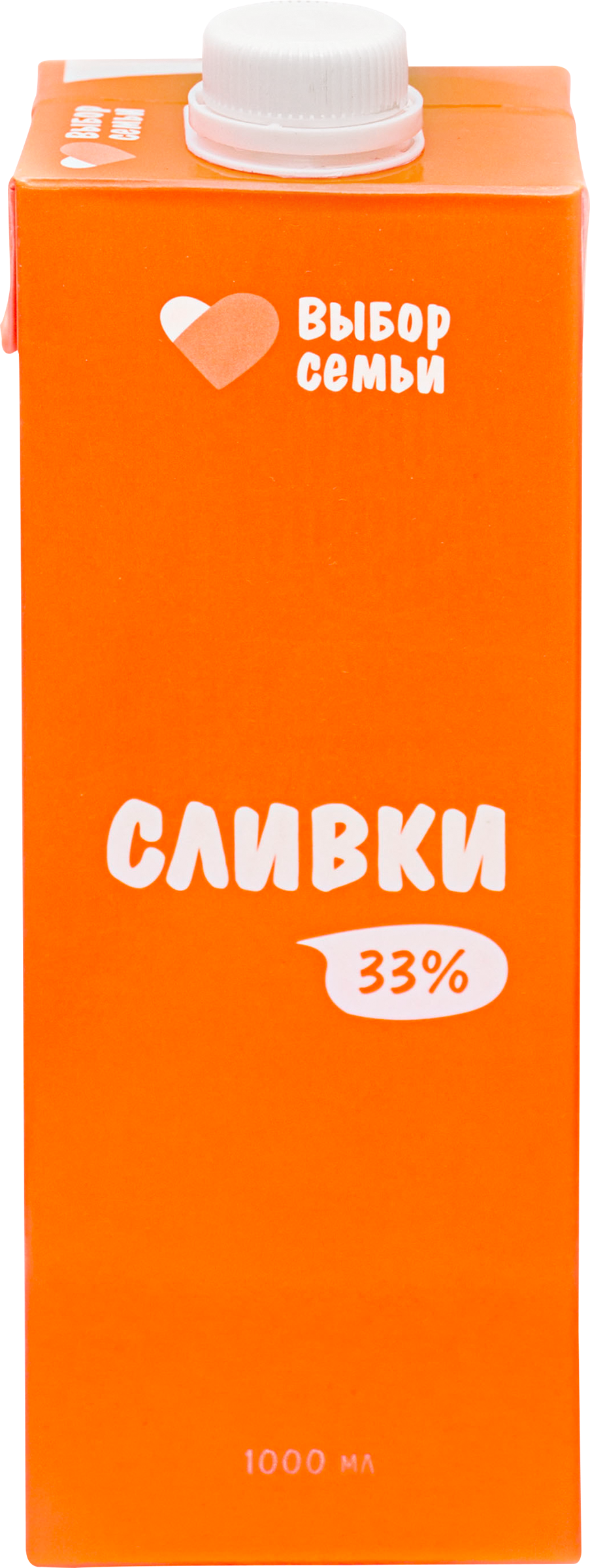 Изображение товара Сливки ультрапастеризованные ВЫБОР СЕМЬИ 33%, без змж, 1000мл