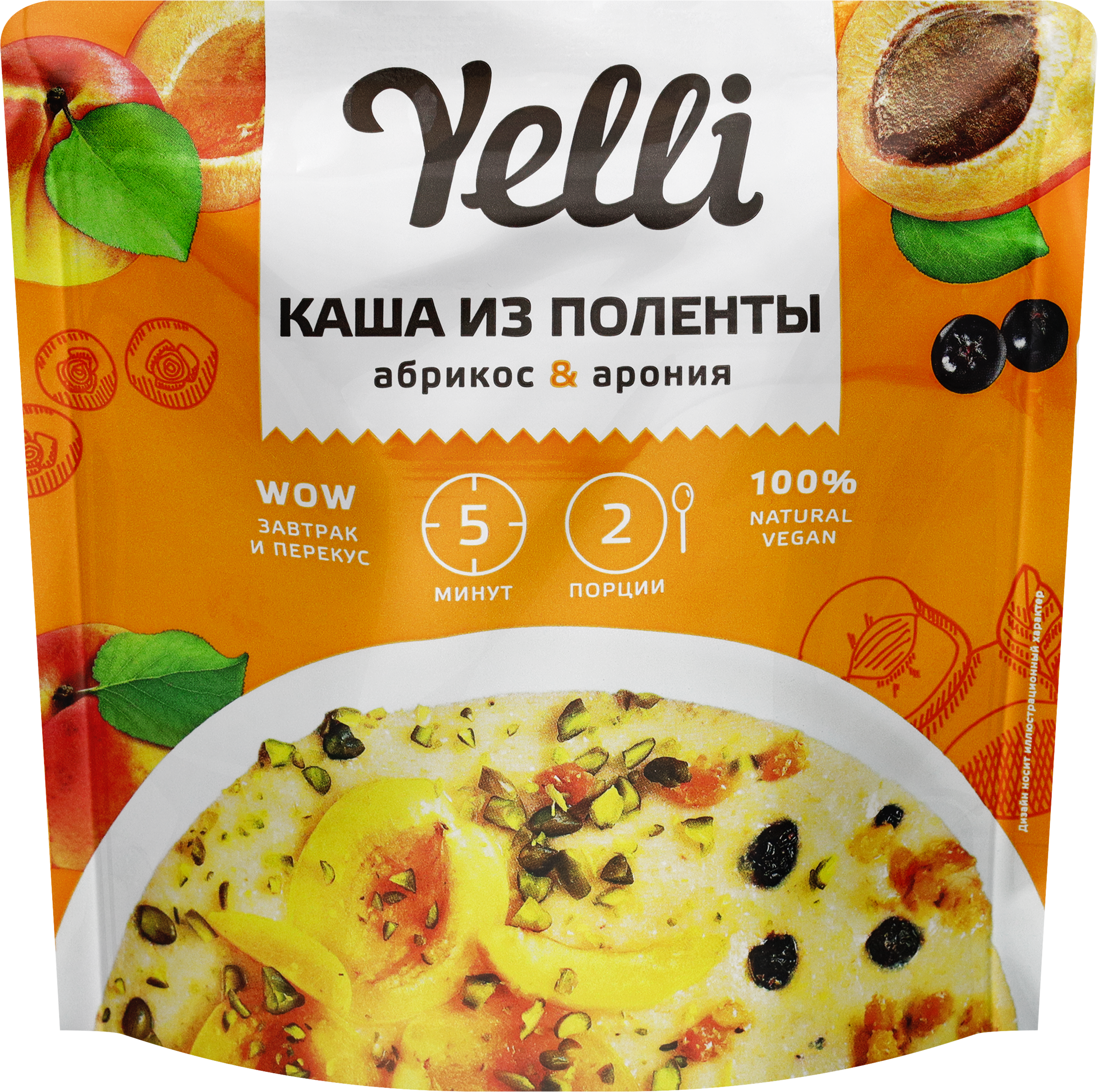 Изображение товара Каша из поленты YELLI Абрикос-арония, 60г