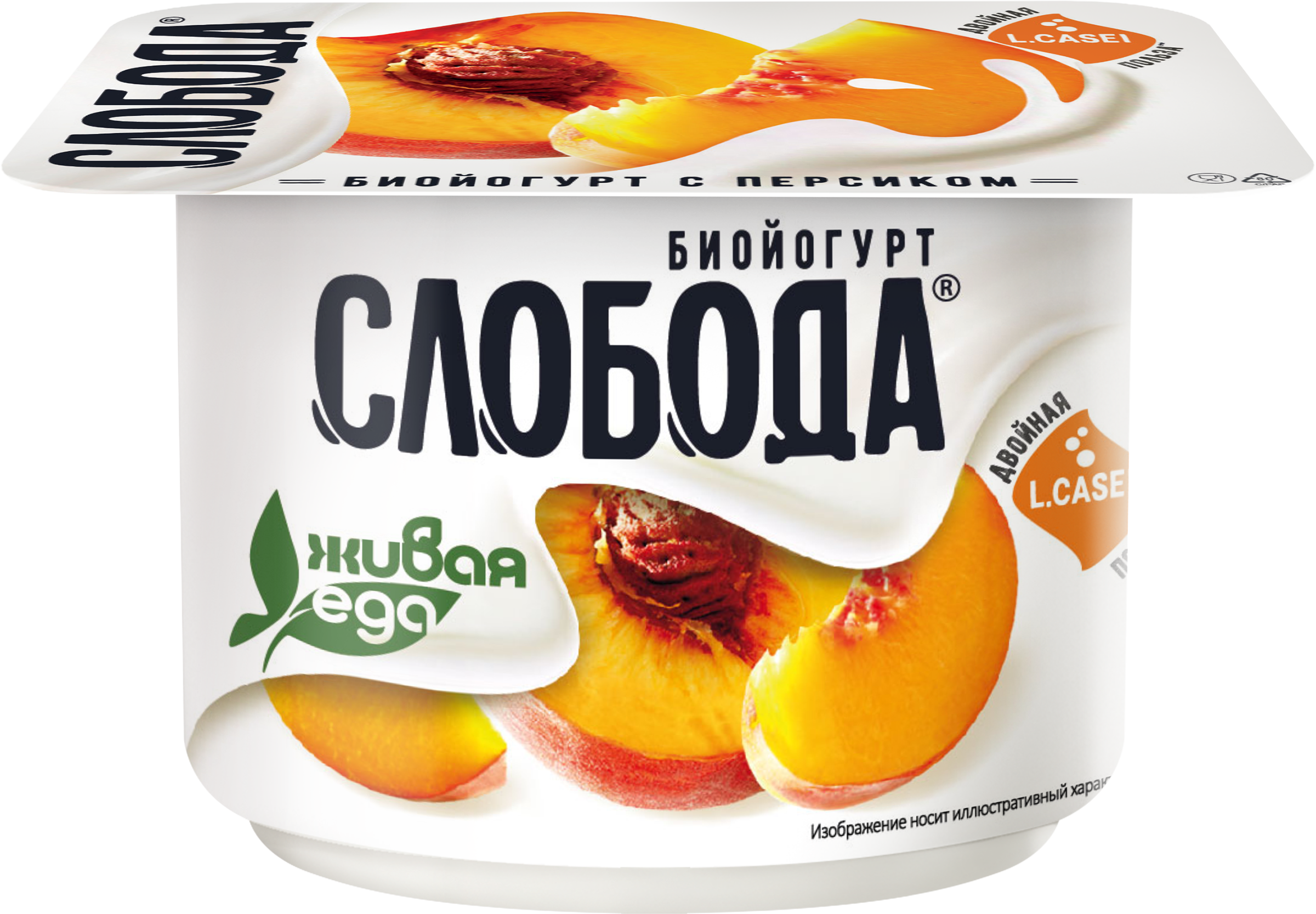 Изображение товара Биойогурт СЛОБОДА Персик обогащенный лактобактериями L.casei 2,9%, без змж, 125г