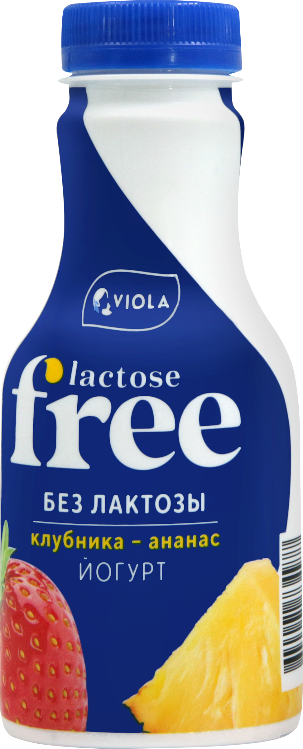 Изображение товара Йогурт питьевой VIOLA Free Клубника, ананас безлактозный 1,1%, без змж, 270г