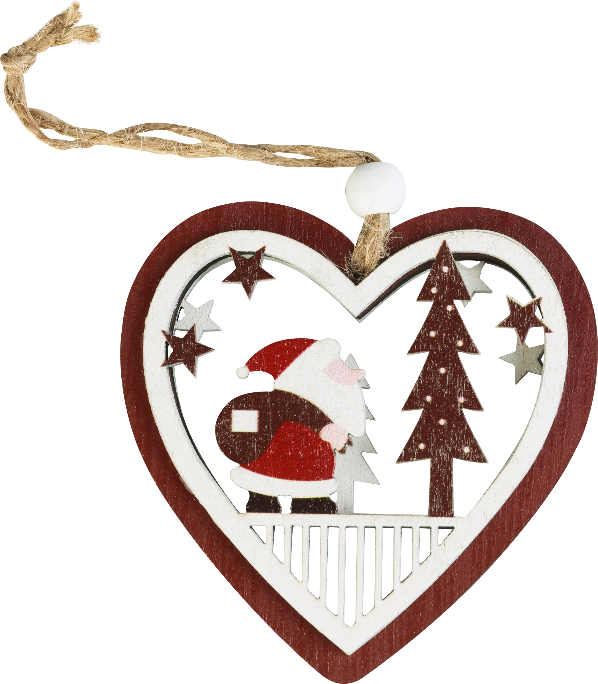Изображение товара Украшение елочное HOMECLUB Елочка, Сердечко, Звезда 8 см из фанеры для новогоднего декора