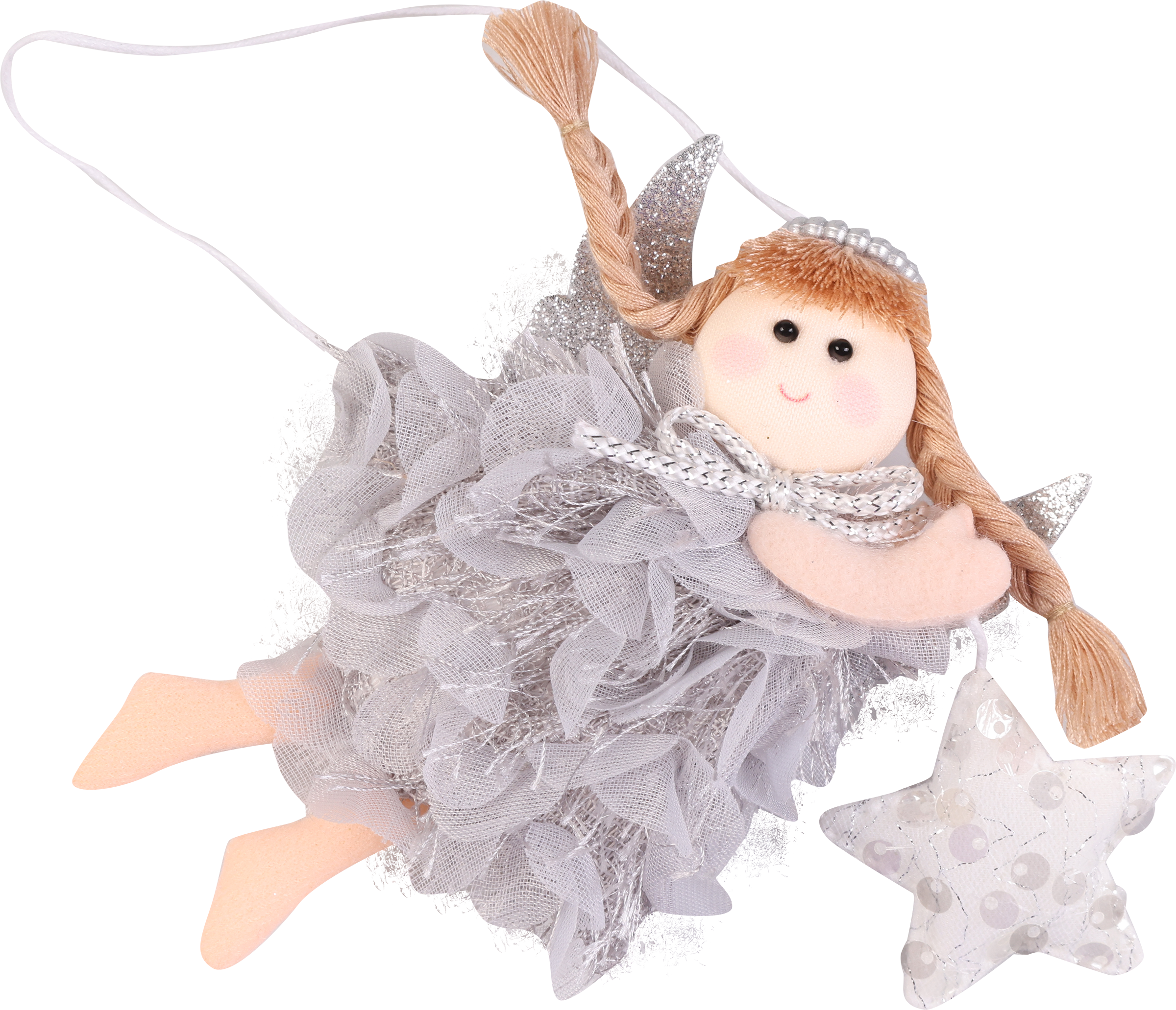 Изображение товара Украшение елочное HOMECLUB Ангел летящий со звездой 12x2,5x14 см яркое праздничное изделие