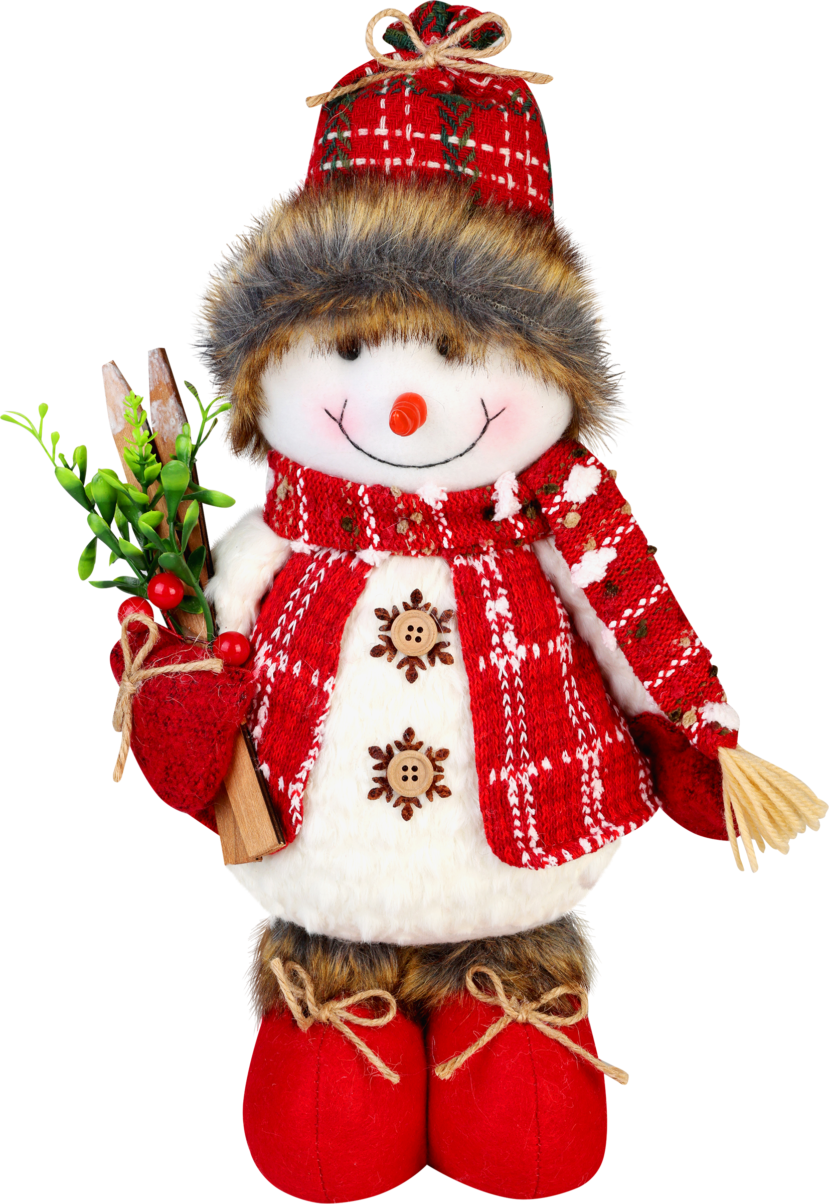 Изображение товара Новогодняя фигура HOMECLUB Снеговик с рукавичках 38 см красный белый арт OHC-SD432A