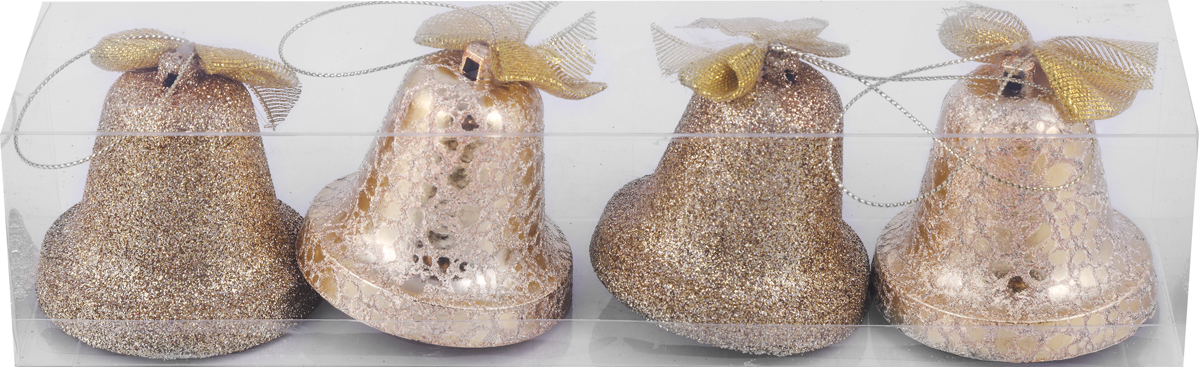 Изображение товара Набор елочных украшений HOMECLUB Колокольчики с бантиками, 4 шт, 6 см