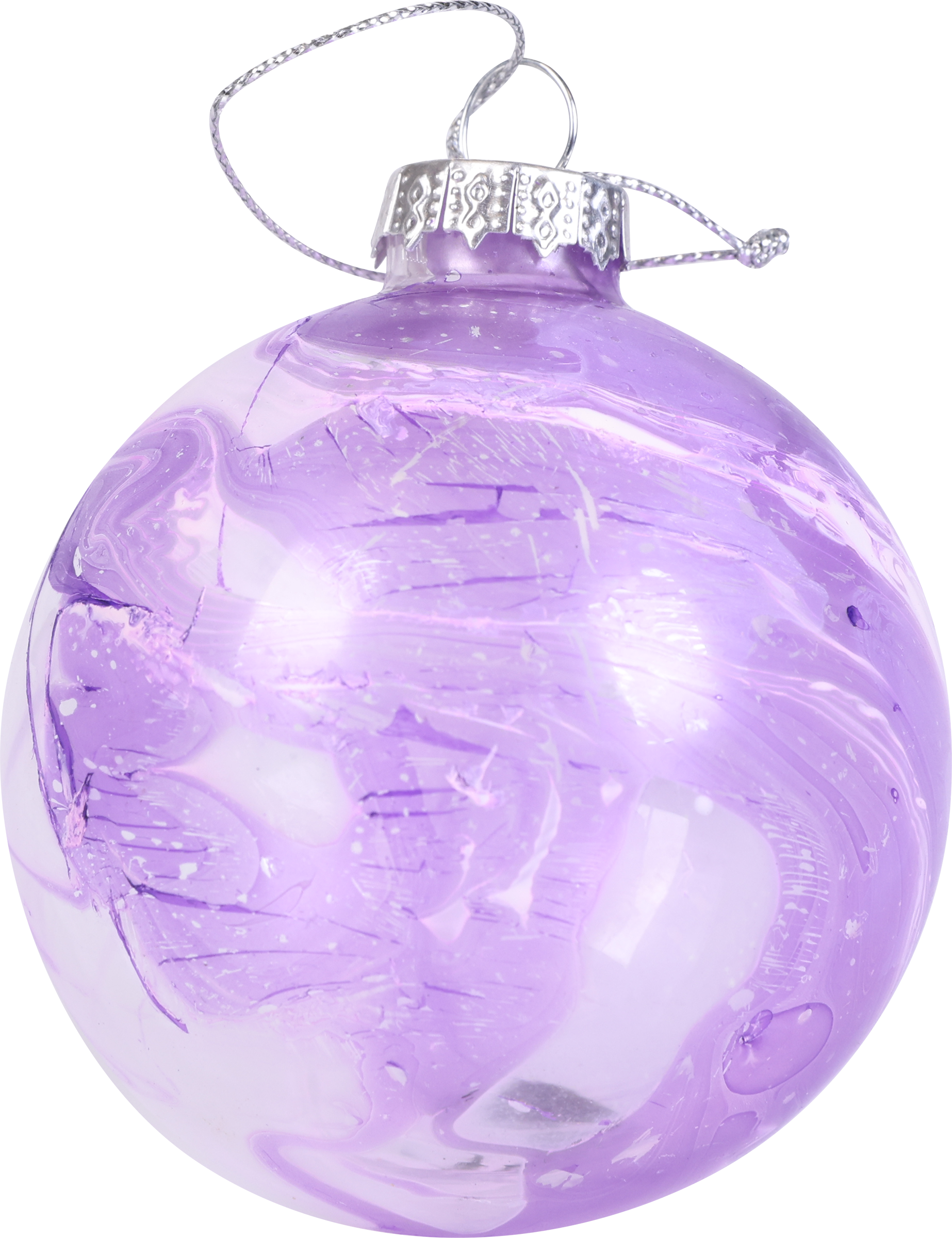 Изображение товара Шар елочный HOMECLUB переливающийся 8см стеклянный с глиттером