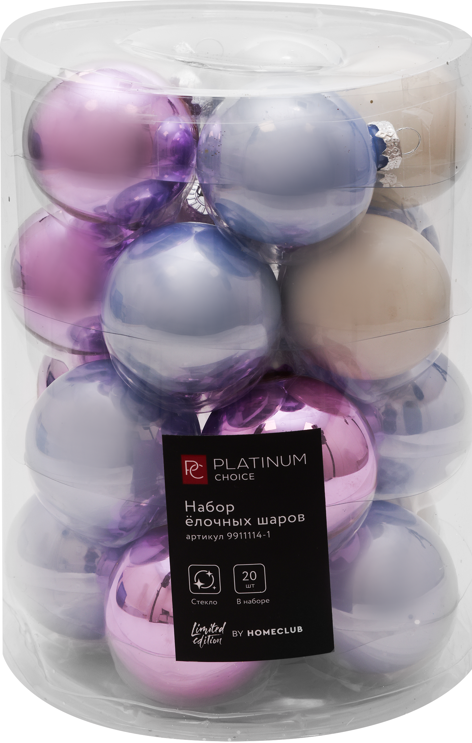 Изображение товара Набор елочных шаров PLATINUM CHOICE 6см стекло 20шт