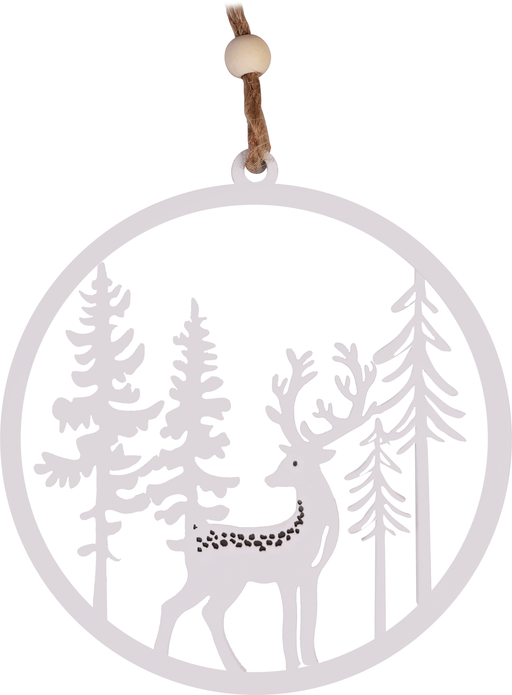 Изображение товара Украшение елочное HOMECLUB Пейзаж с оленями белое 11см для новогоднего декора