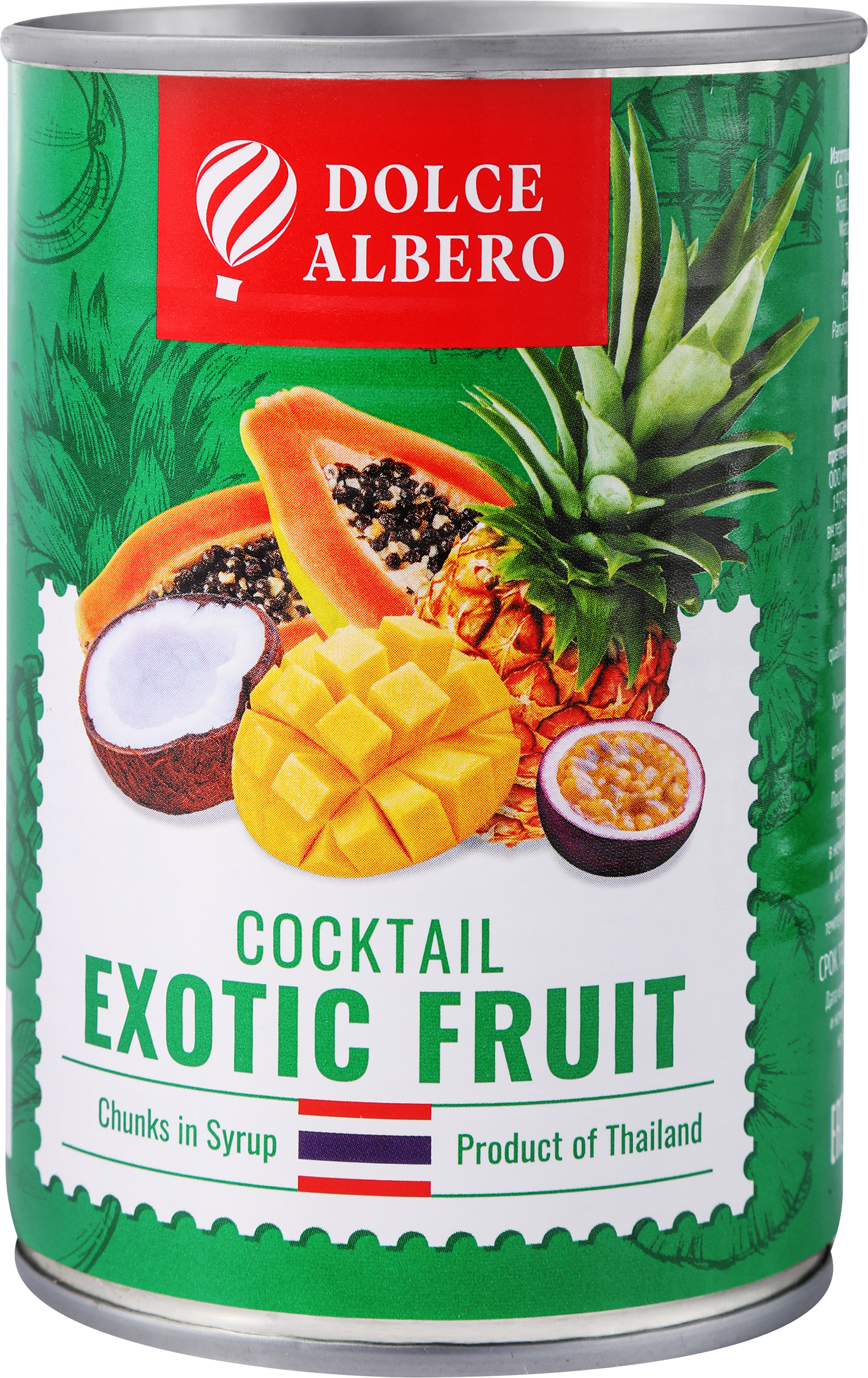 Изображение товара Коктейль DOLCE ALBERO из экзотических фруктов в сиропе, 425мл