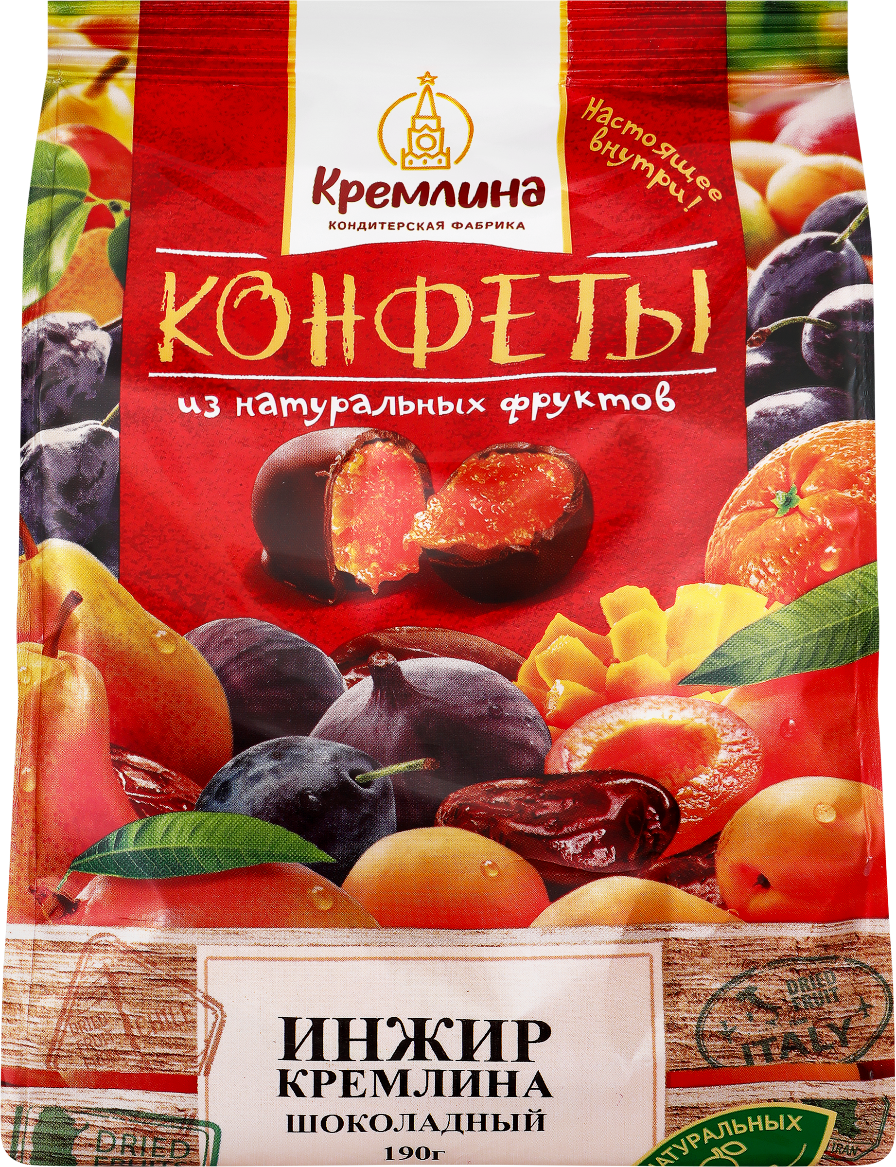 Изображение товара Конфеты КРЕМЛИНА Инжир в шоколадной глазури 190г натуральный вкус