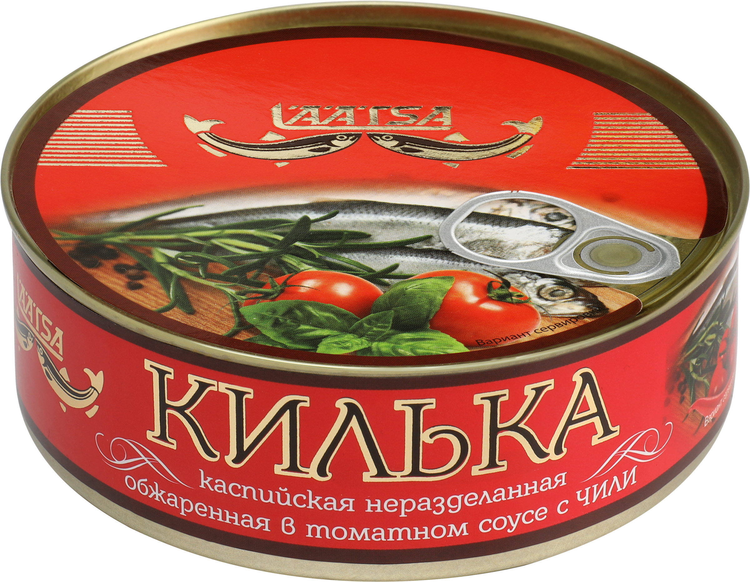 Изображение товара Килька Каспийская LAATSA обжаренная в остром томатном соусе с чили, 240г