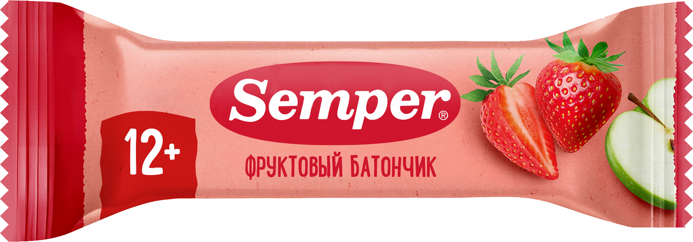 Изображение товара Батончик фруктово-ягодный SEMPER Яблоко и клубника, с 12 месяцев, 15г
