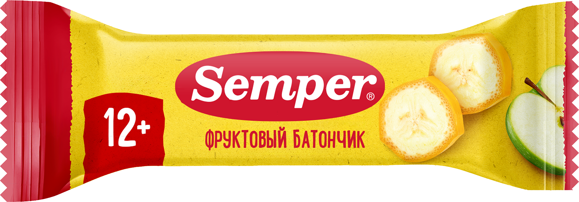 Изображение товара Батончик фруктовый SEMPER Яблоко и банан, с 12 месяцев, 15г