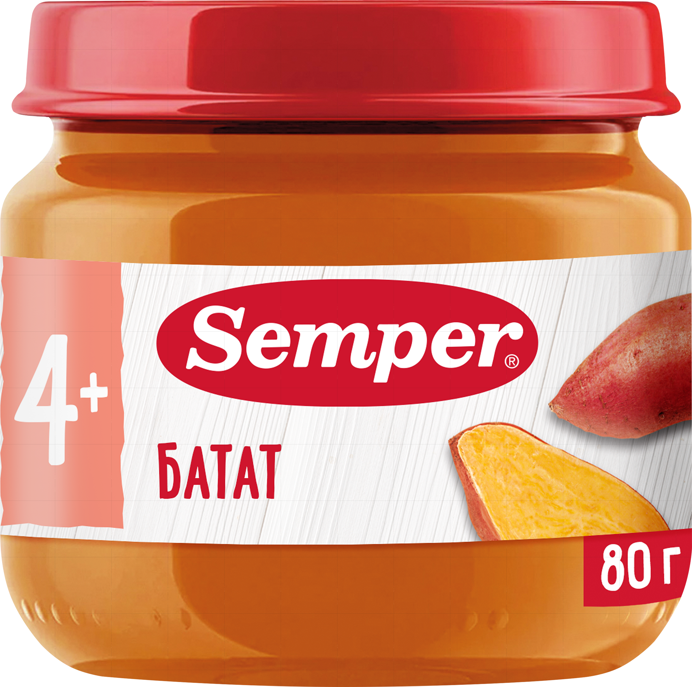 Изображение товара Пюре овощное SEMPER Батат, с 4 месяцев, 80г