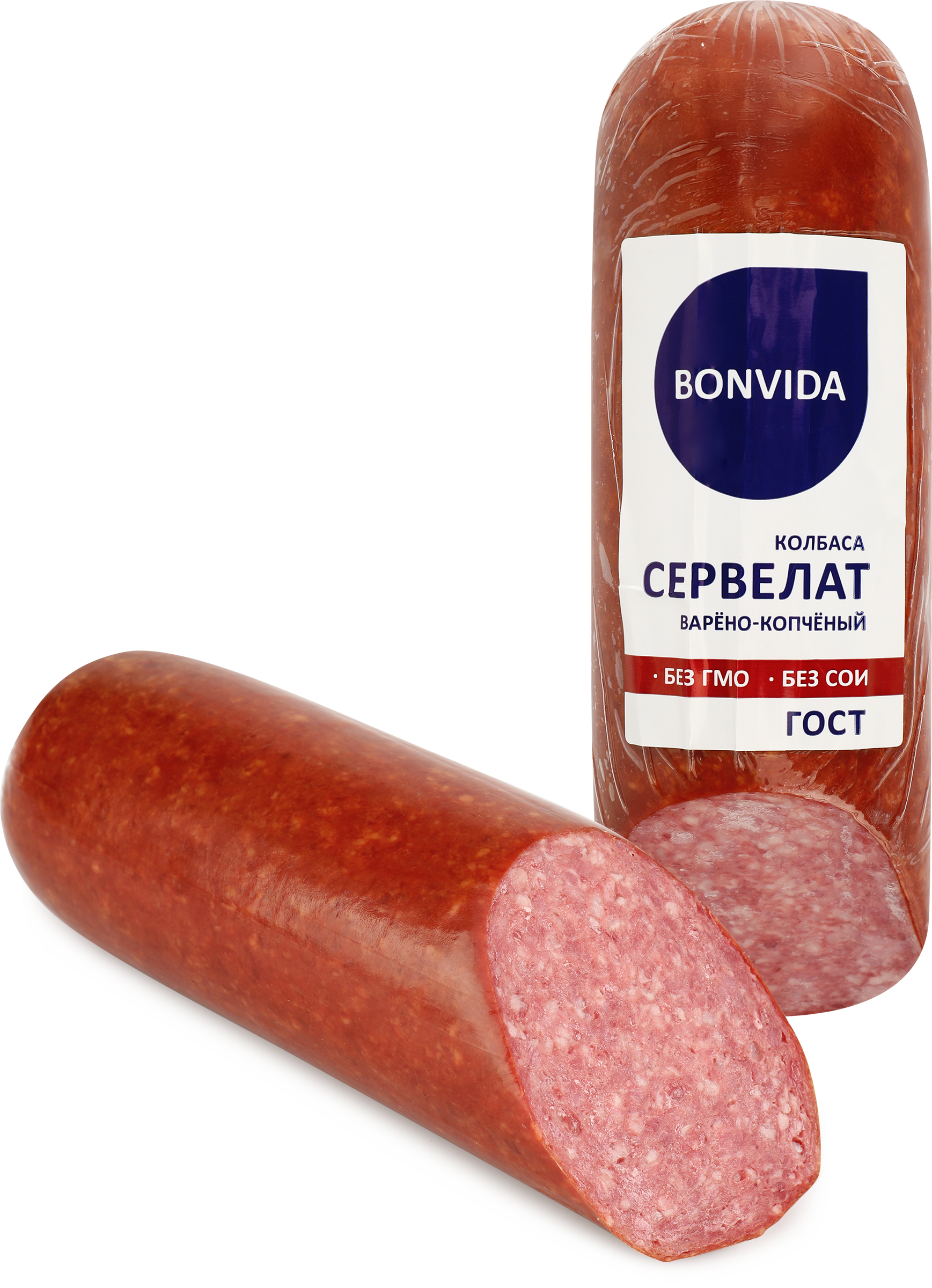 Изображение товара Колбаса копчено-вареная BONVIDA Сервелат ГОСТ, 500г