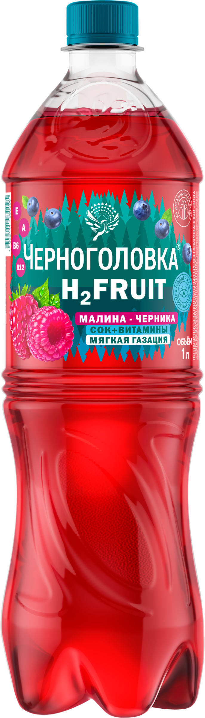 Изображение товара Вода вкусовая ЧЕРНОГОЛОВКА Малина, черника 1л