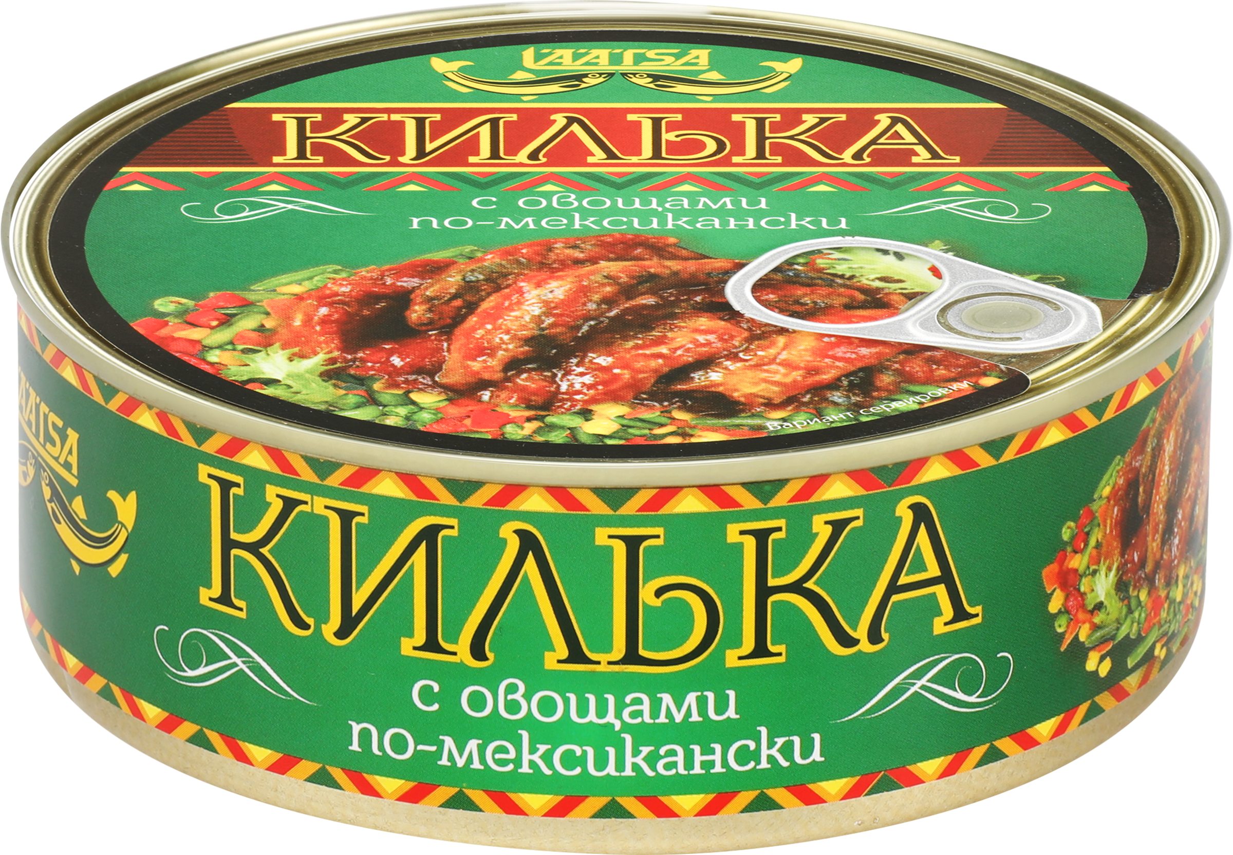 Изображение товара Килька Каспийская LAATSA По-мексикански, неразделанная обжаренная с овощами в томатном соусе, 240г