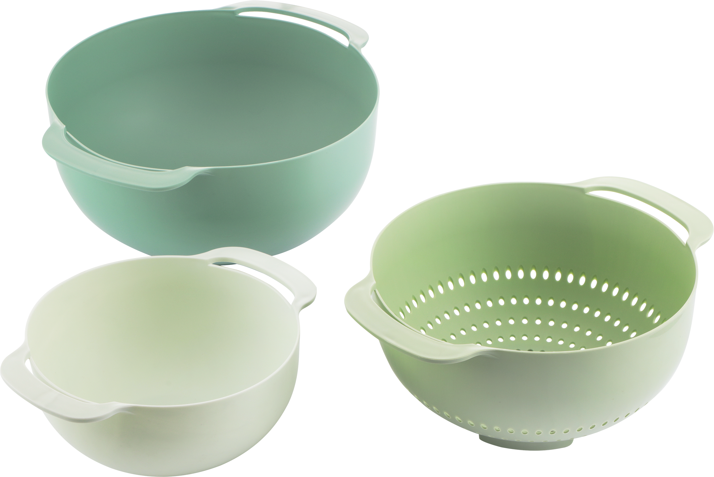 Изображение товара Набор для кухни HOMECLUB 3в1 миски и дуршлаг из полипропилена