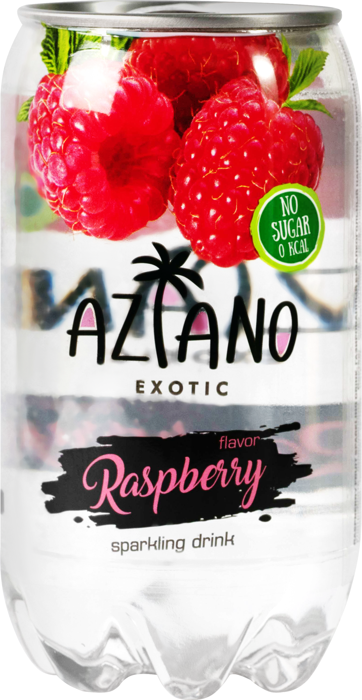 Изображение товара Газированный напиток AZIANO Raspberry свежий вкус малины 0.35л Россия