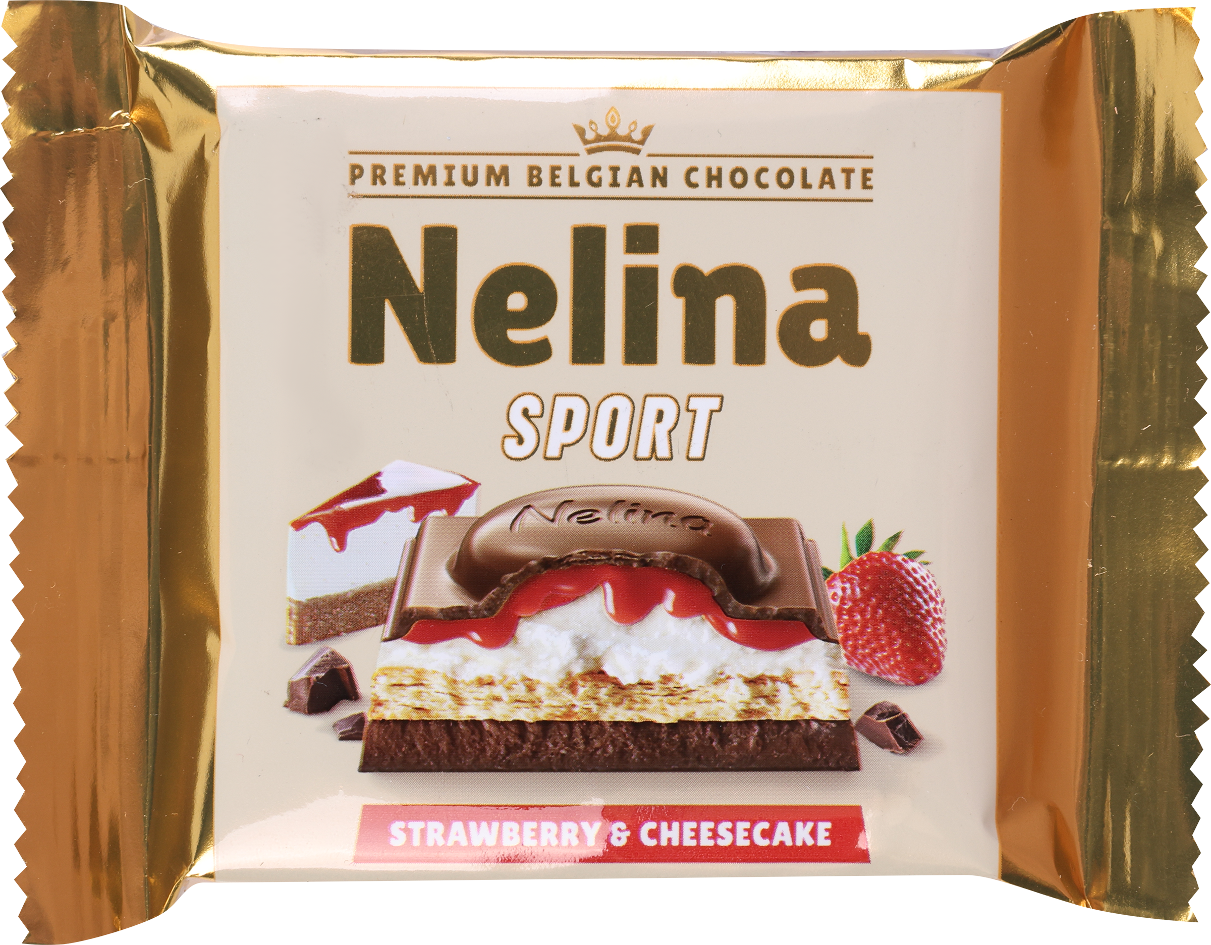 Изображение товара Шоколад молочный NELINA Sport со вкусом чизкейка, клубничной начинкой и печеньем, 55г