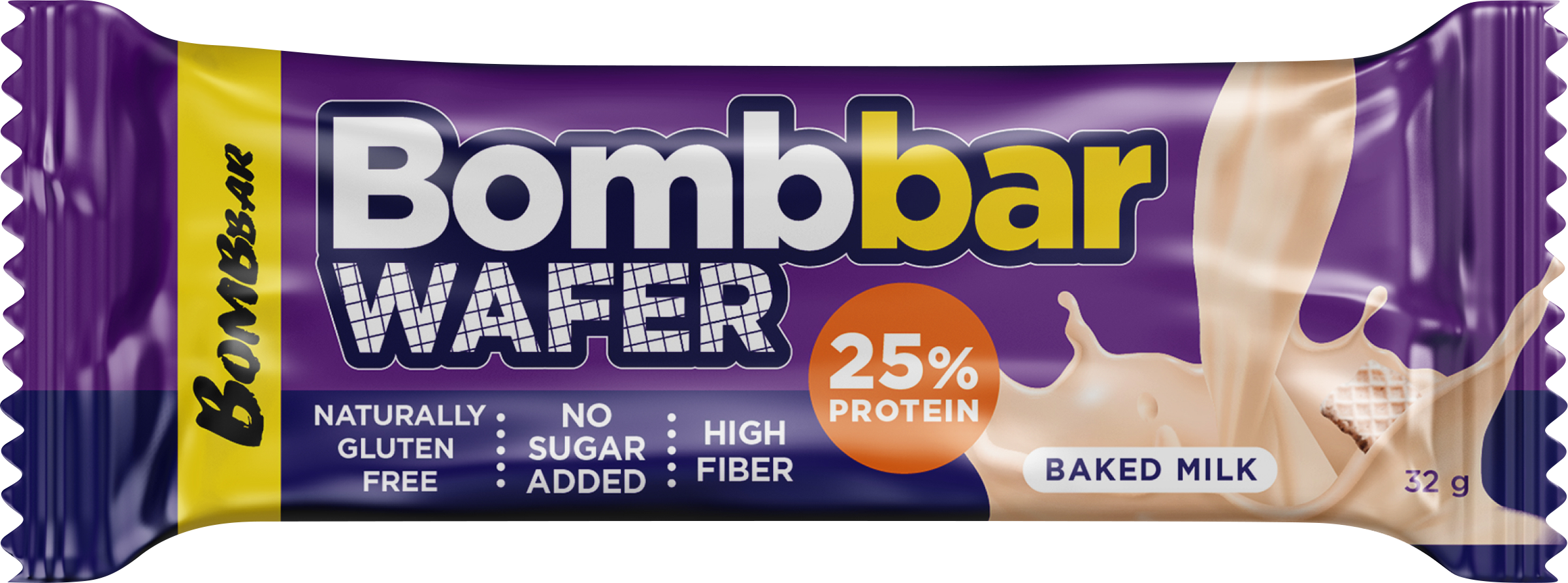 Изображение товара Батончик вафельный BOMBBAR с молочно-ореховой пастой со вкусом топленое молоко, 32г