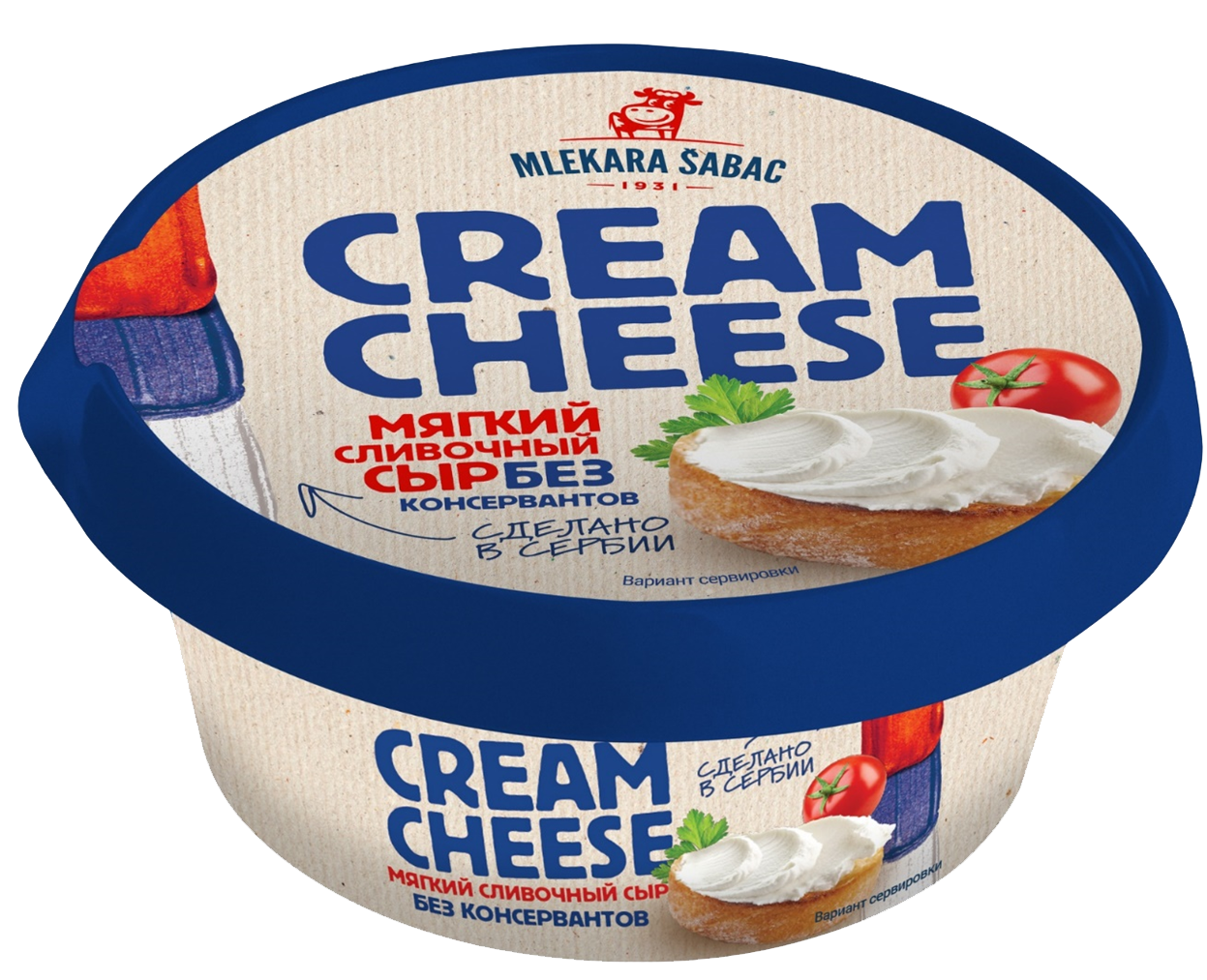 Изображение товара Сыр мягкий MLEKARA SABAC Сливочный Cream Cheese 60%, без змж, 100г