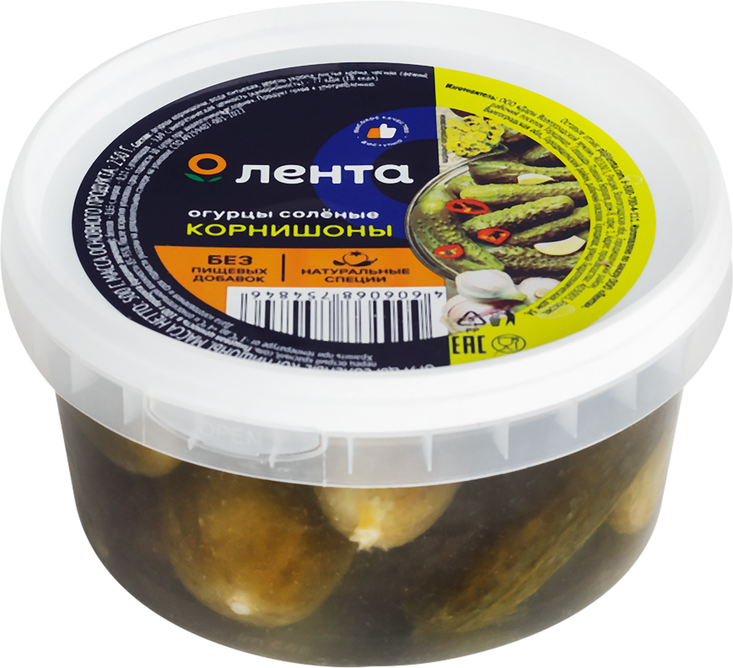 Изображение товара Огурцы соленые ЛЕНТА Корнишоны, 500г