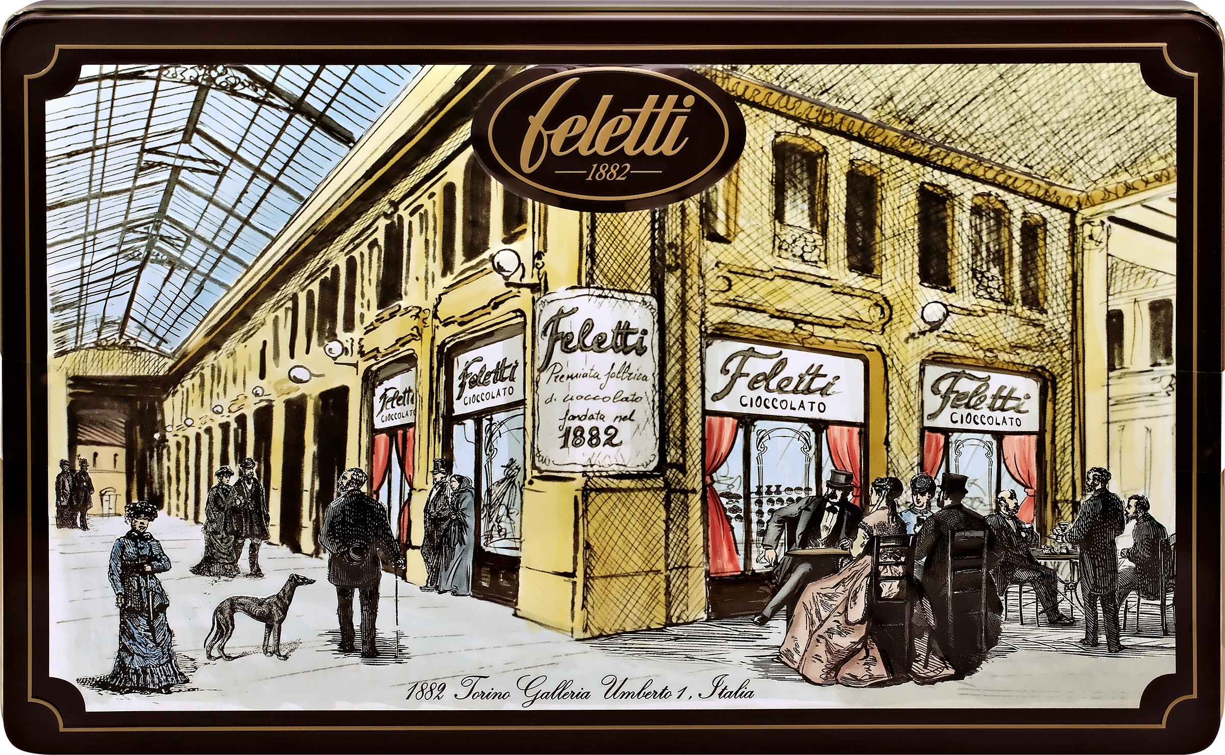 Изображение товара Конфеты FELETTI Latta Galleria Umberto I, пралине из молочного и темного шоколада, 300г