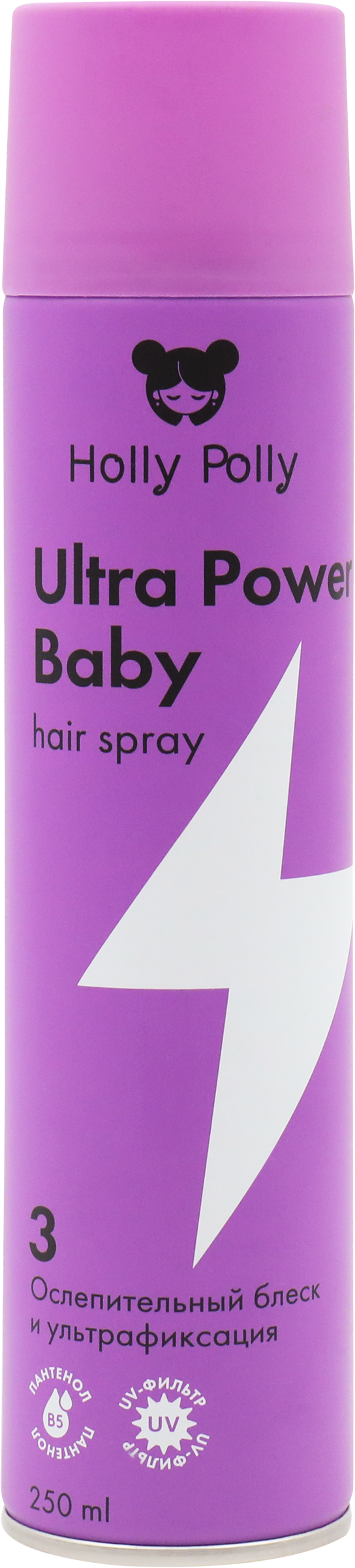 Изображение товара Лак для волос HOLLY POLLY с ультрафиксацией и блеском, 250мл