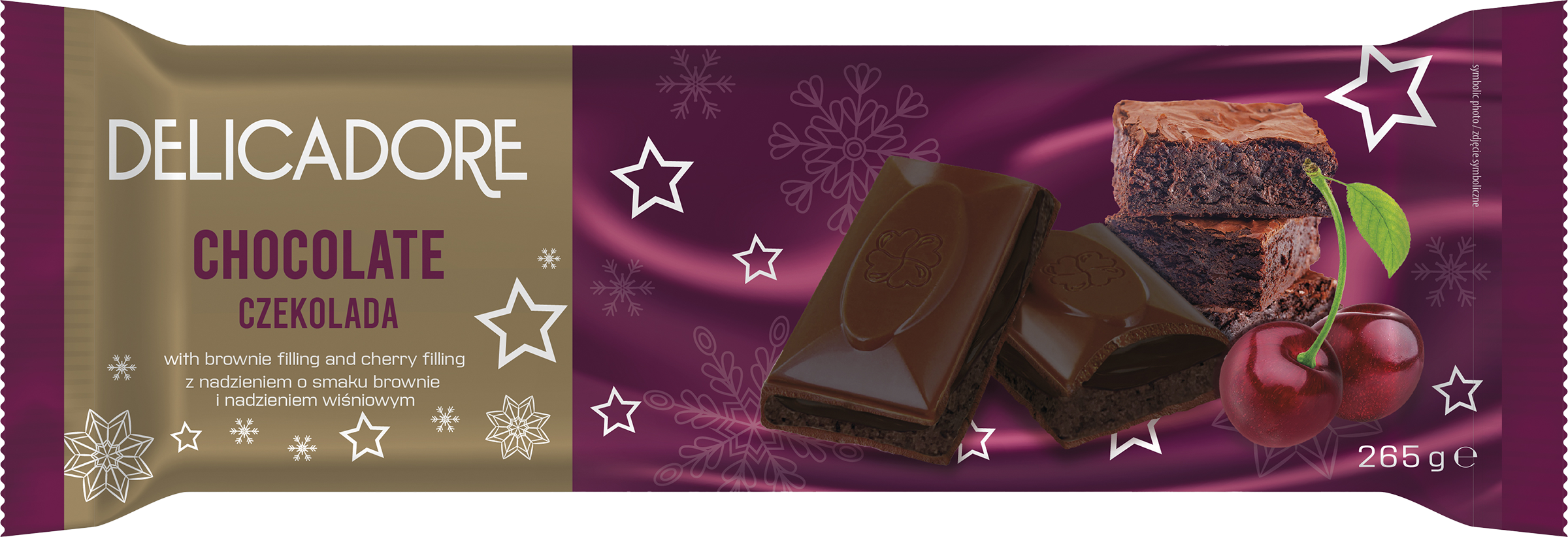 Изображение товара Шоколад темный DELICADORE с вишневой начинкой, 265г