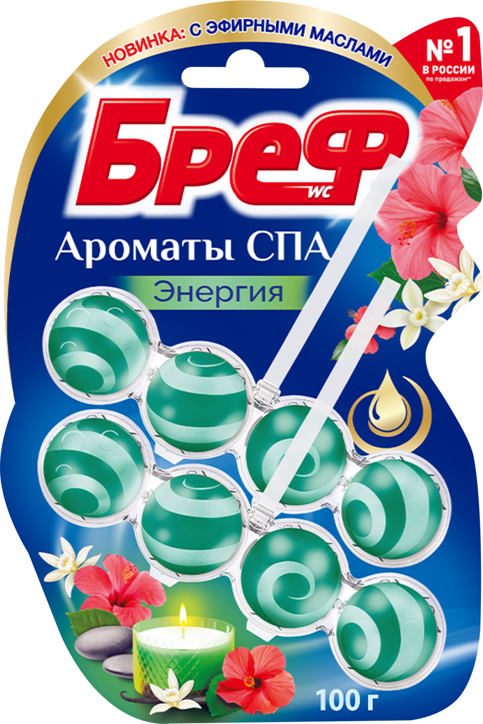 Изображение товара Туалетный блок БРЕФ Ароматы СПА Энергия 100г 2 шт для чистки и ароматизации туалета