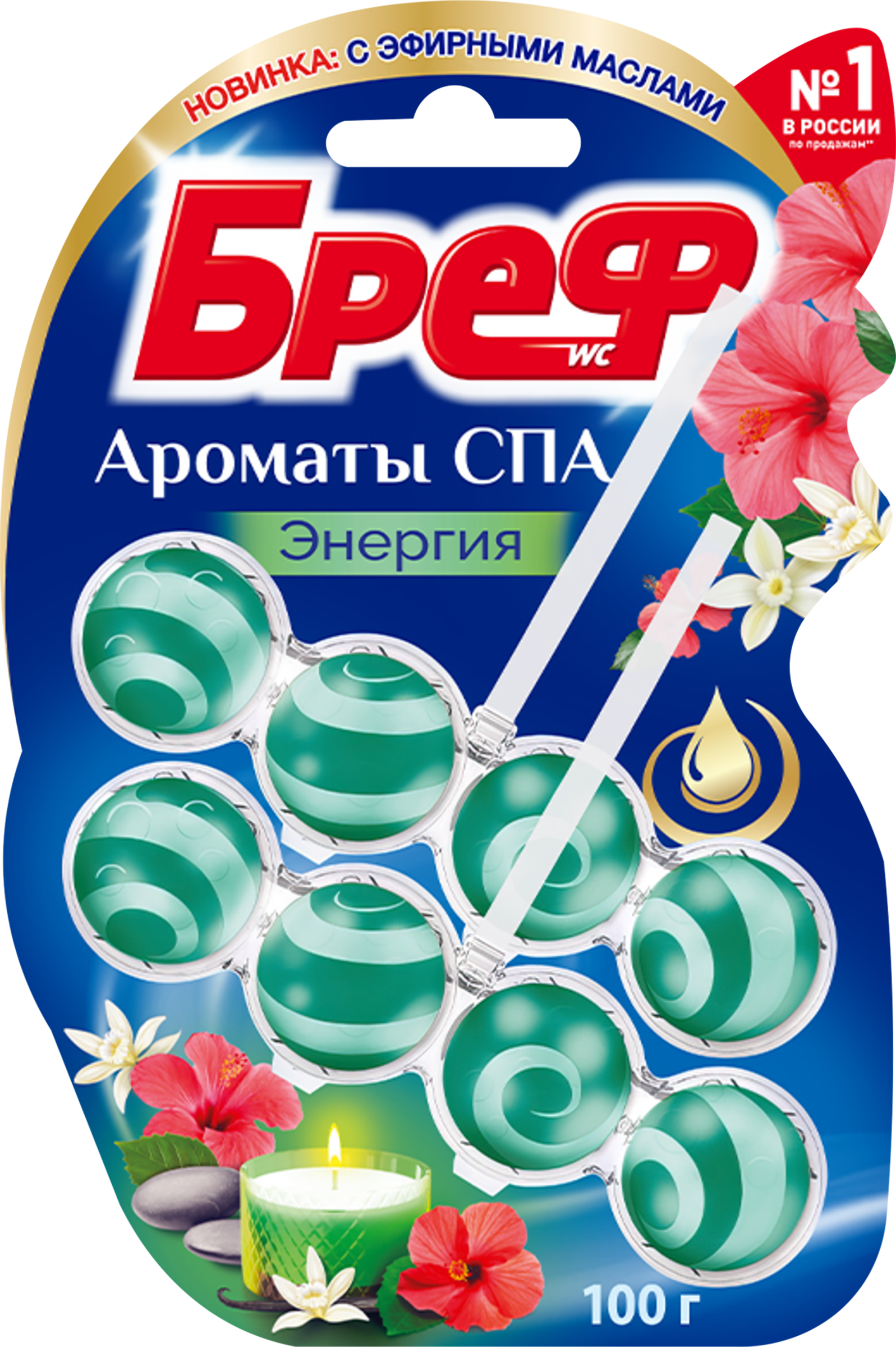 Изображение товара Туалетный блок БРЕФ Ароматы СПА Энергия 100г 2 шт для чистки и ароматизации туалета