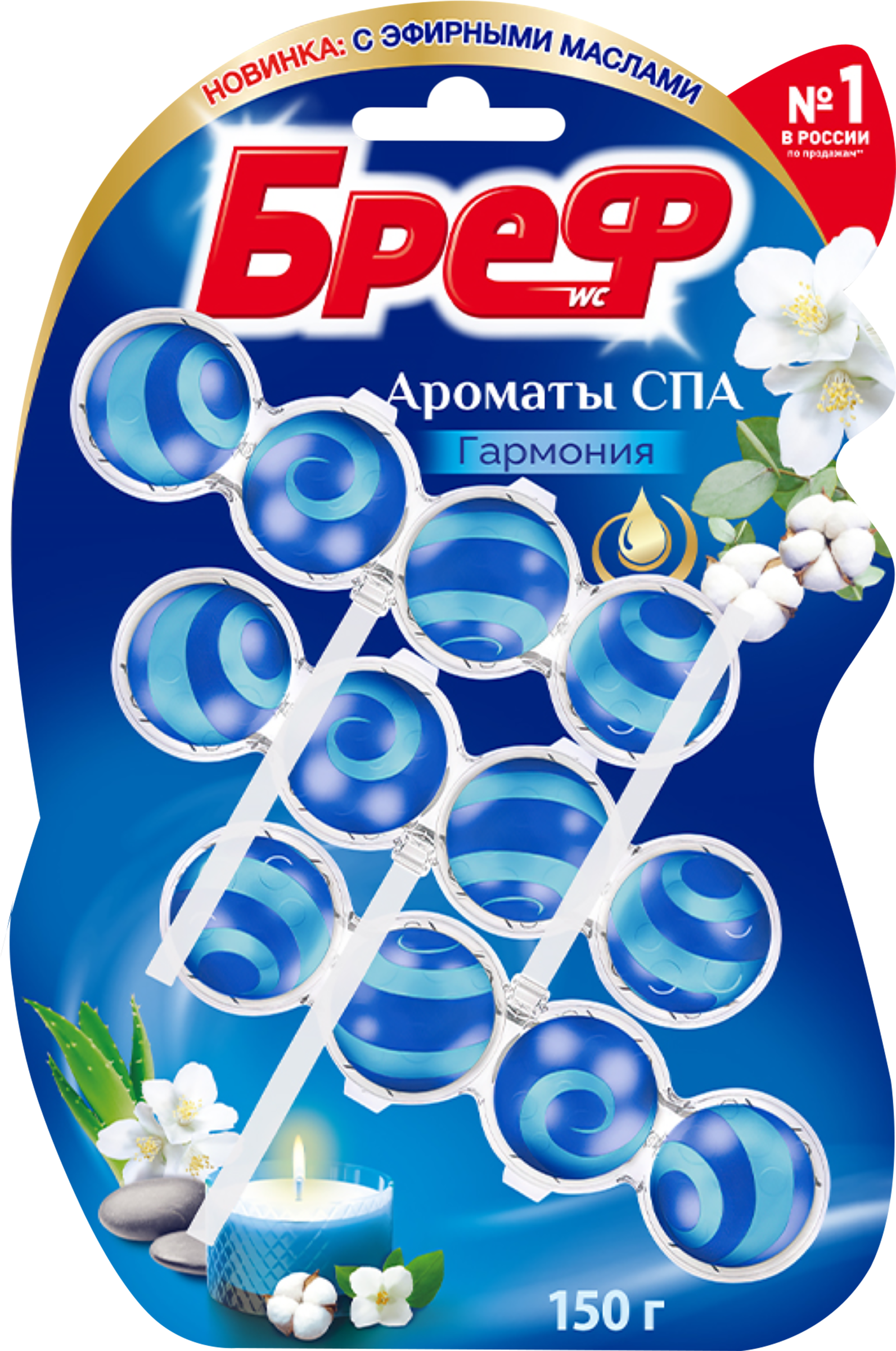 Изображение товара Туалетный блок БРЕФ Ароматы СПА Гармония 150г, 3шт для чистки туалета