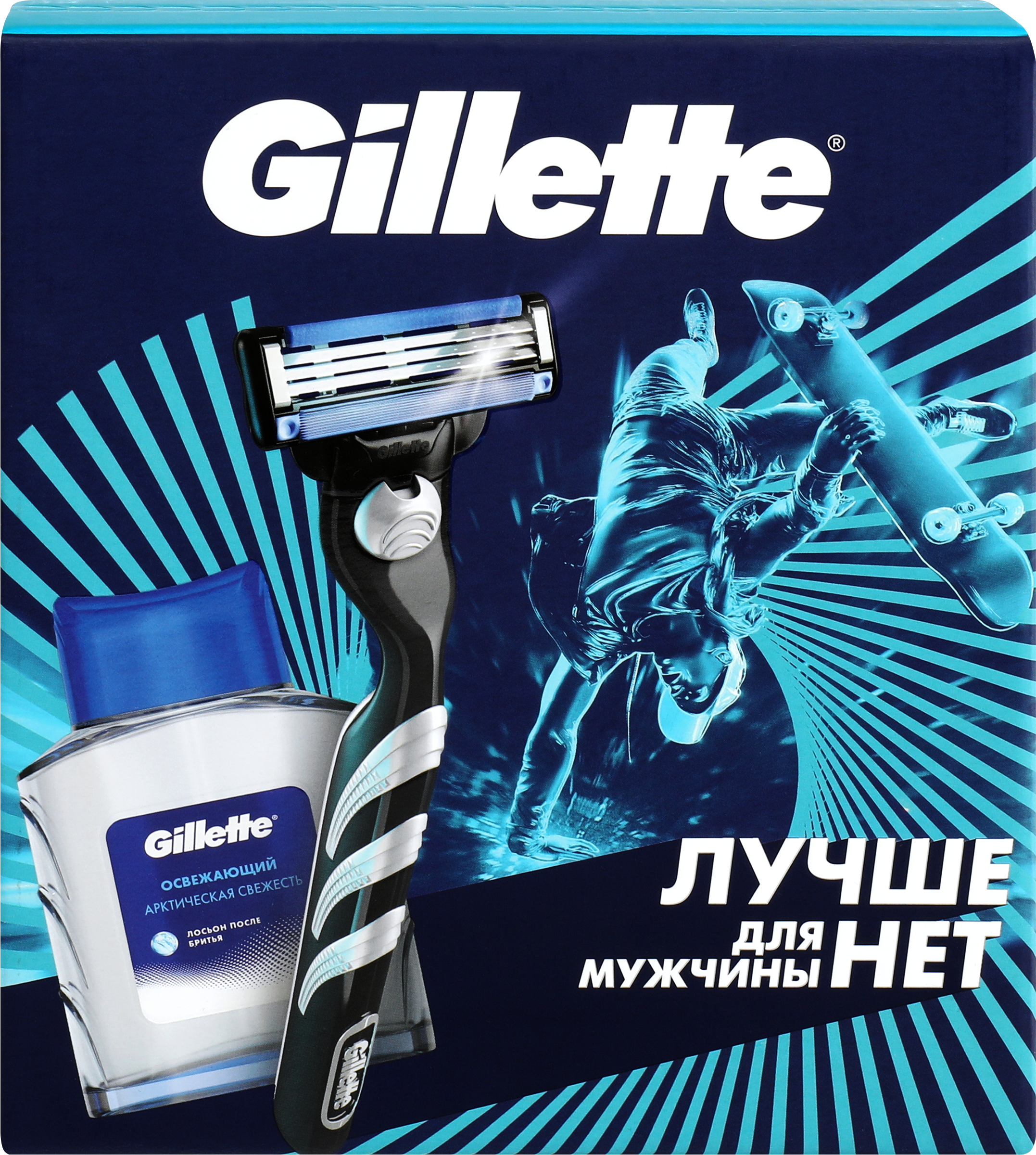 Изображение товара Набор подарочный GILLETTE Mach3 Бритва с 1 сменной кассетой+Лосьон после  бритья GILLETTE Arctic Ice, 50мл
