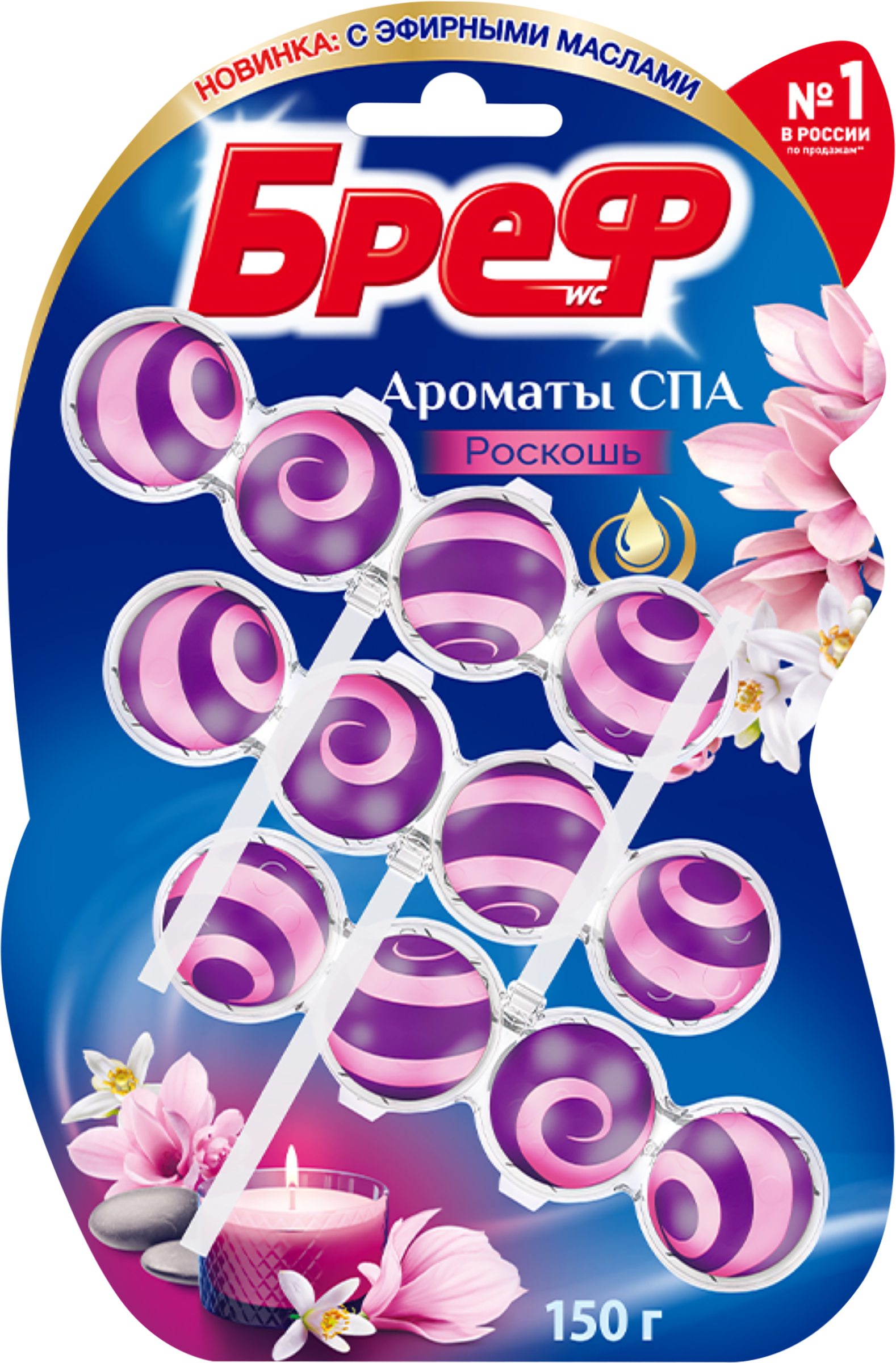 Изображение товара Туалетный блок БРЕФ Ароматы СПА Роскошь 150г, 3шт для чистки туалета