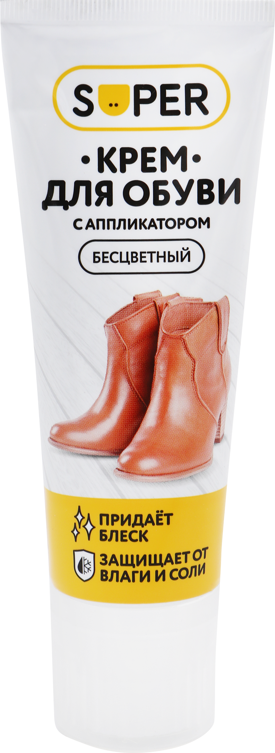 Изображение товара Крем для обуви SUPER с аппликатором бесцветный 75мл быстрое уходовое средство