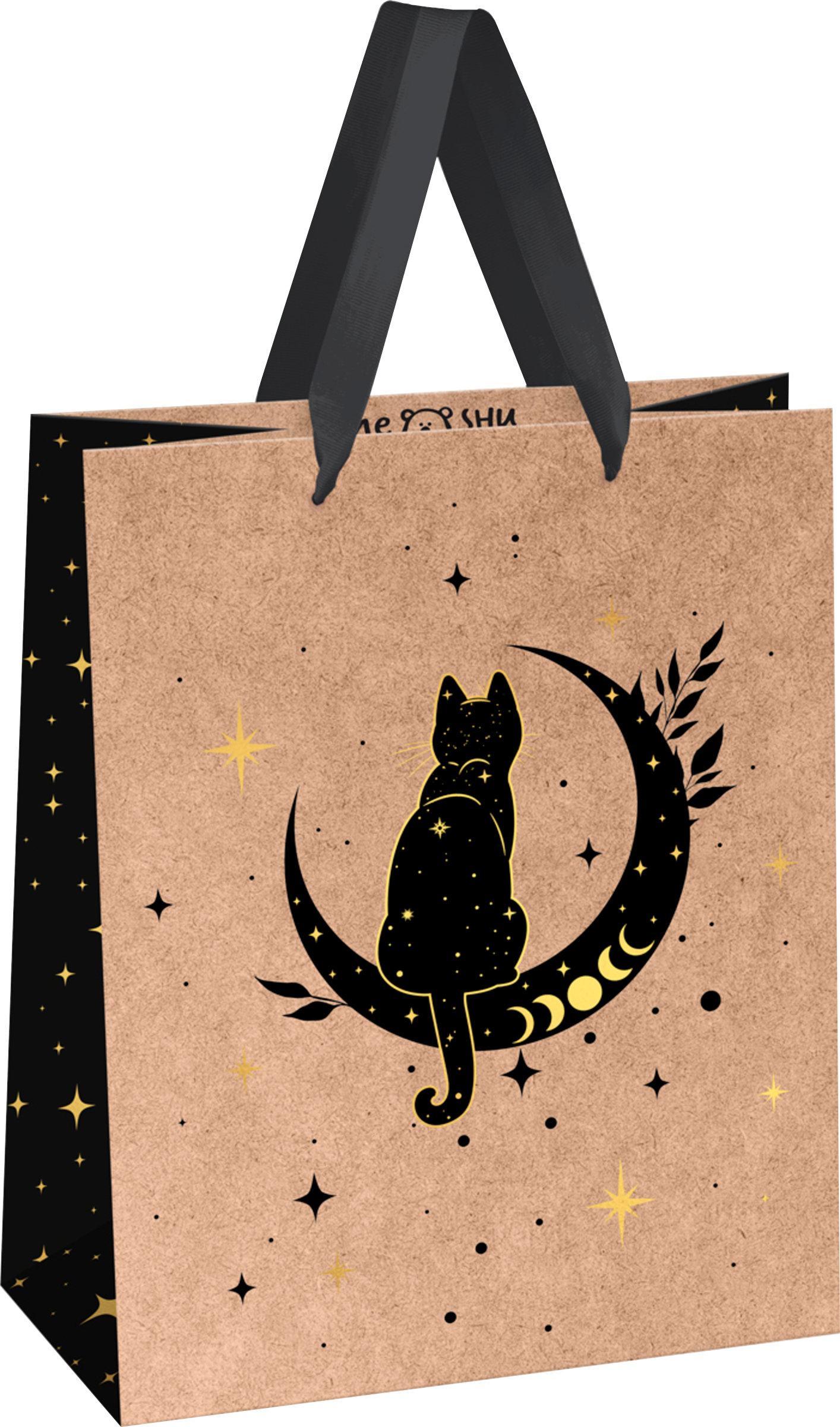 Изображение товара Пакет подарочный MESHU Moon cat, фольга, крафт, 18х23х10см, Арт. 371067