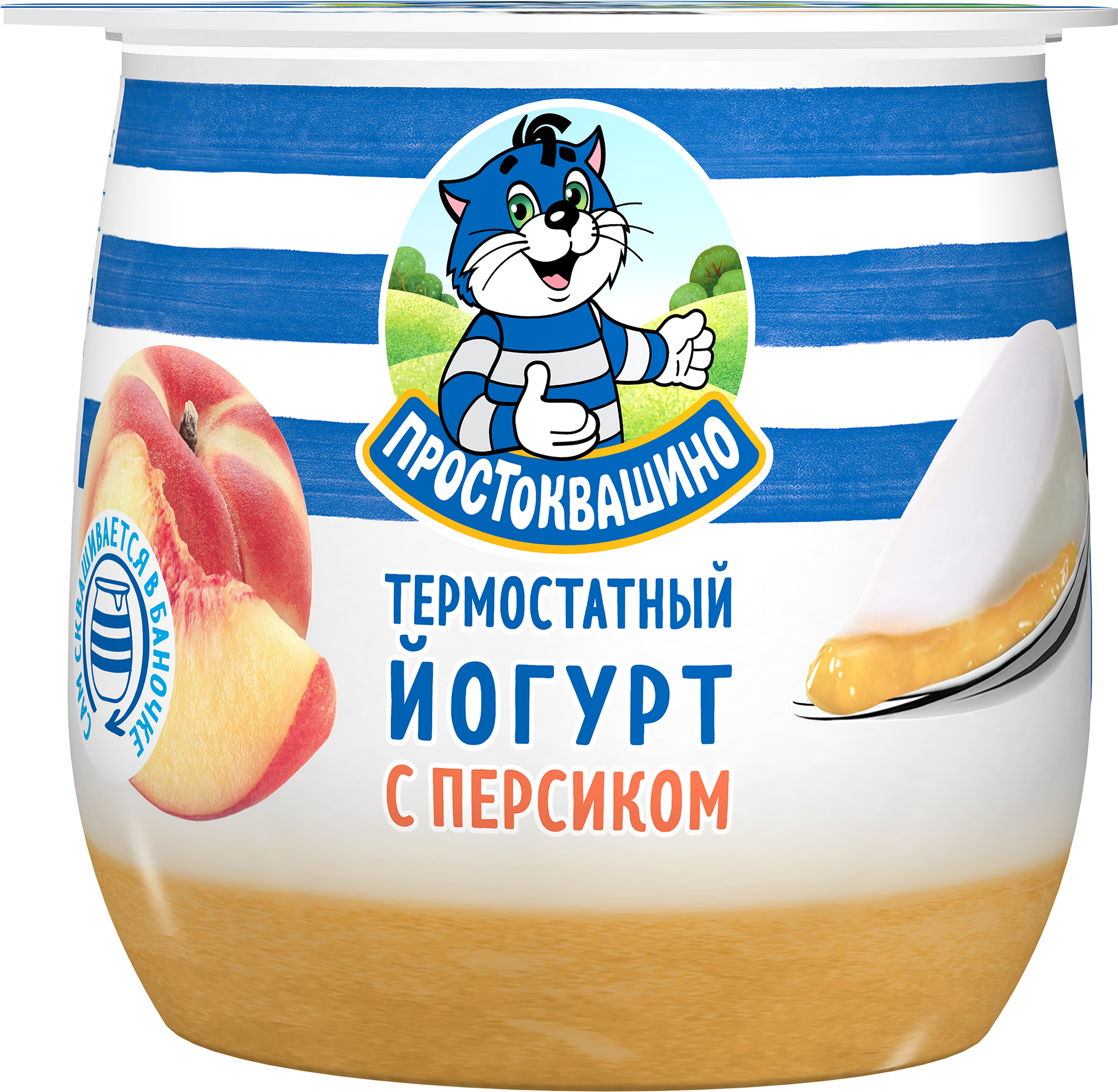 Изображение товара Йогурт термостатный ПРОСТОКВАШИНО с персиком 3,4%, без змж, 160г
