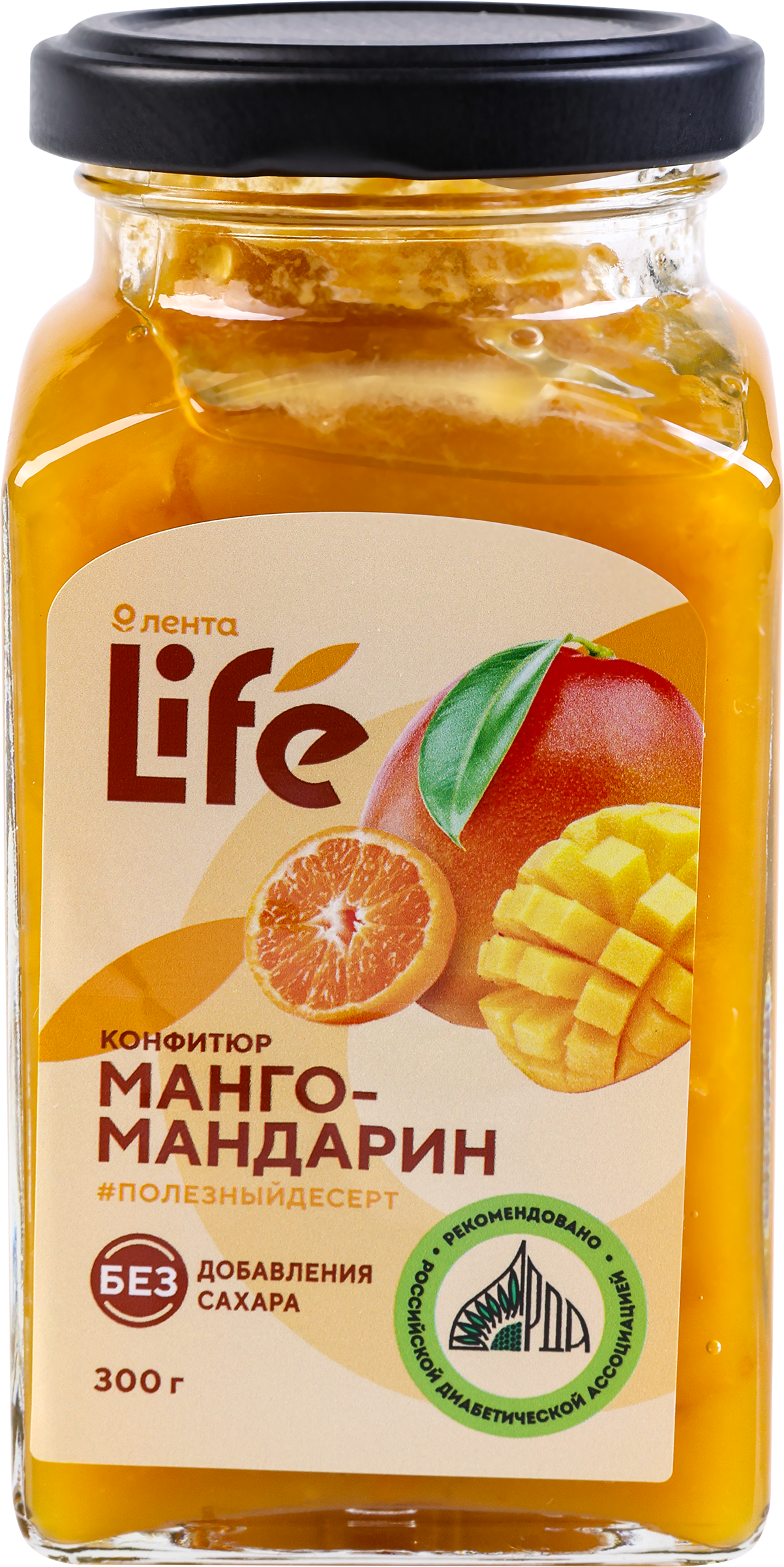 Изображение товара Конфитюр ЛЕНТА LIFE Манго-мандарин, без сахара, 300г