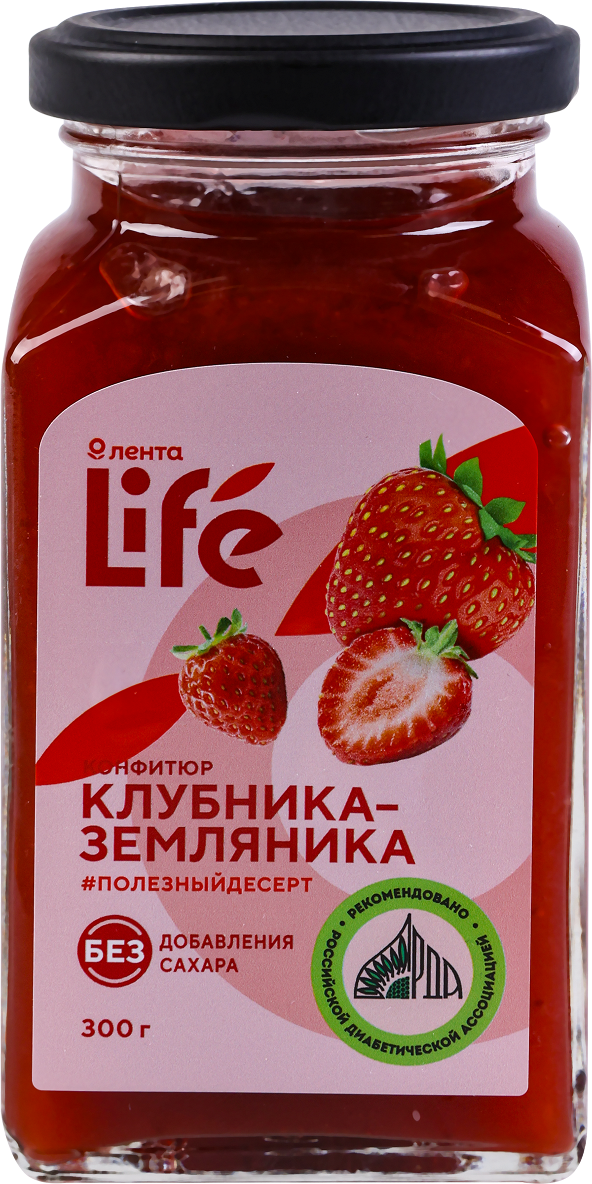 Изображение товара Конфитюр ЛЕНТА LIFE Клубника-земляника, без сахара, 300г
