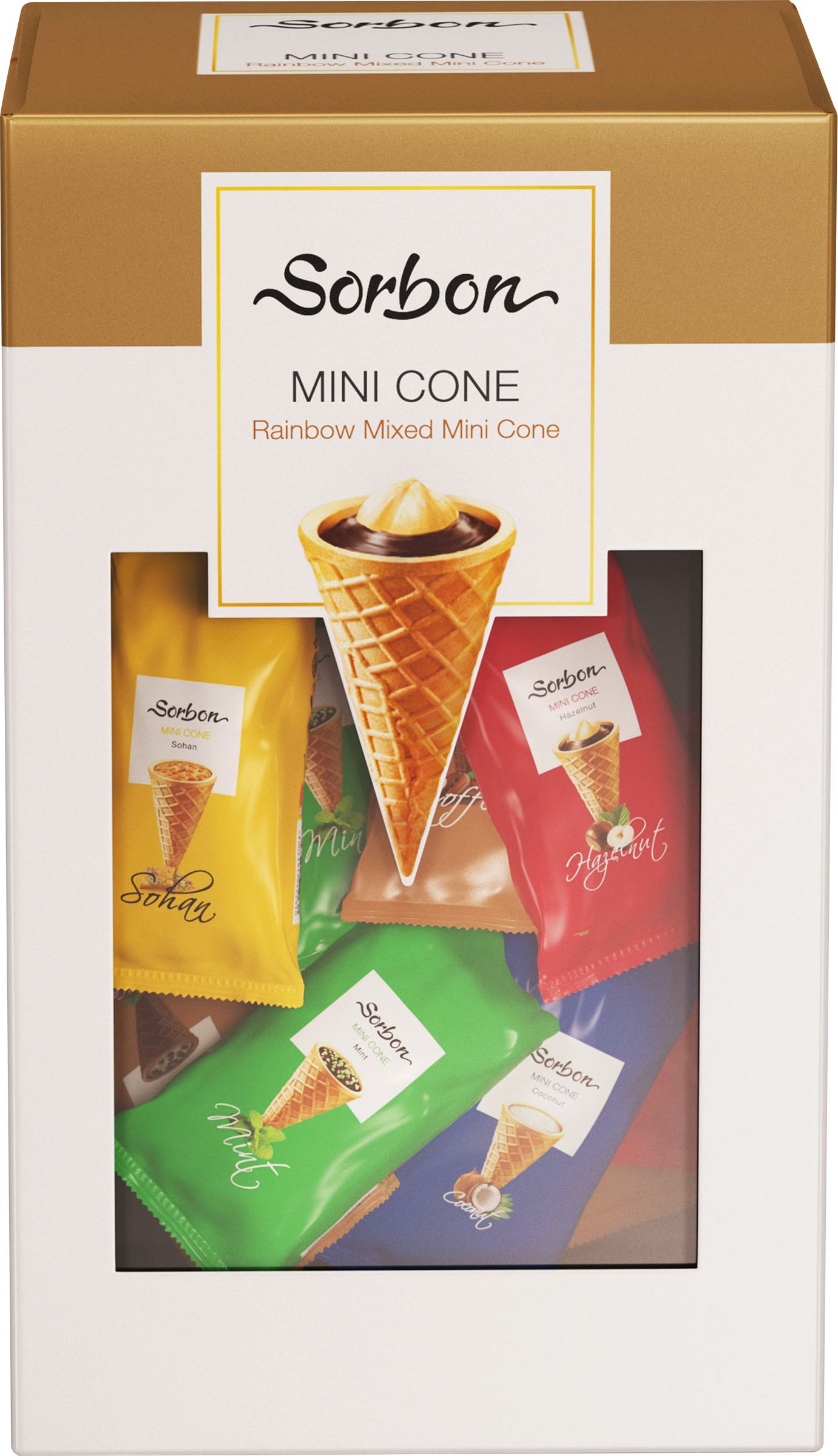 Изображение товара Конфеты SORBON Мини-рожки ассорти Радуга, 200г