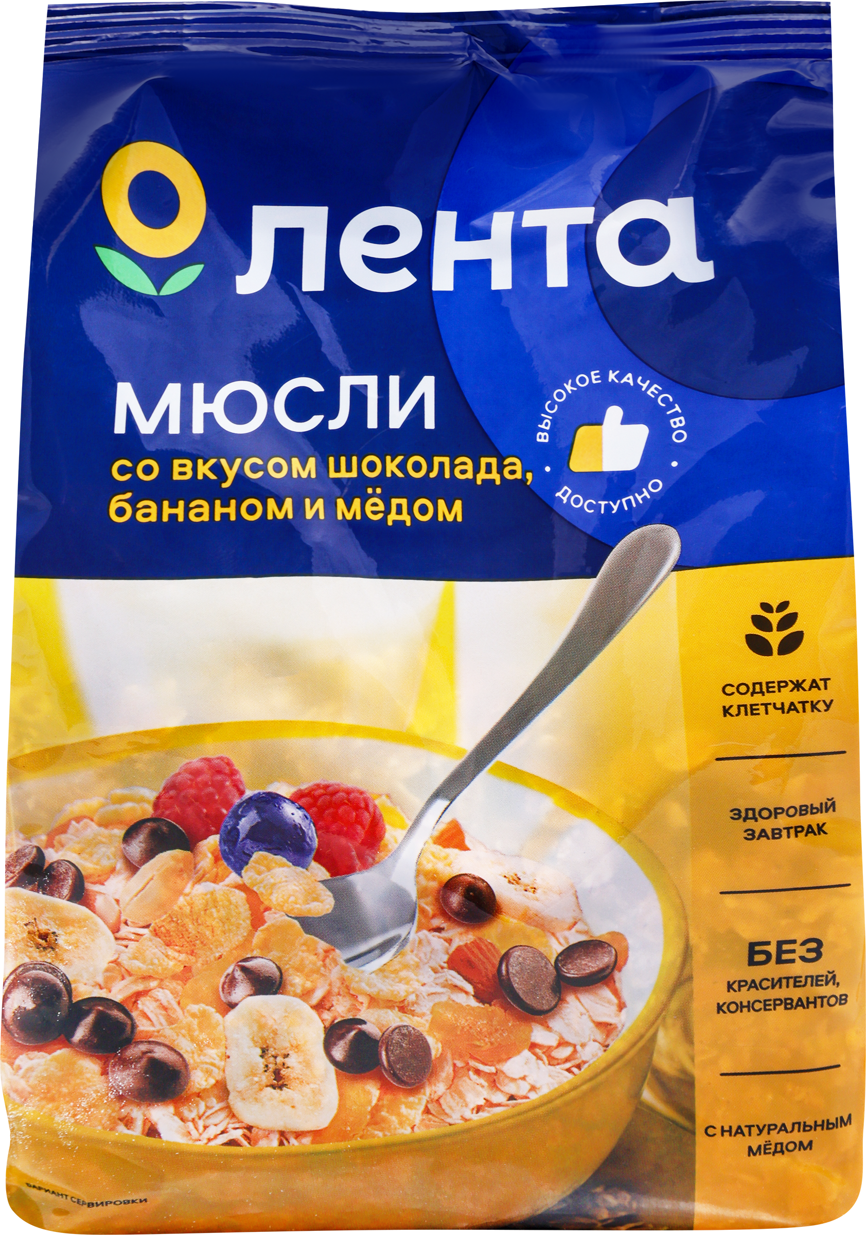 Изображение товара Мюсли ЛЕНТА Со вкусом шоколада, с бананом и медом, 400г