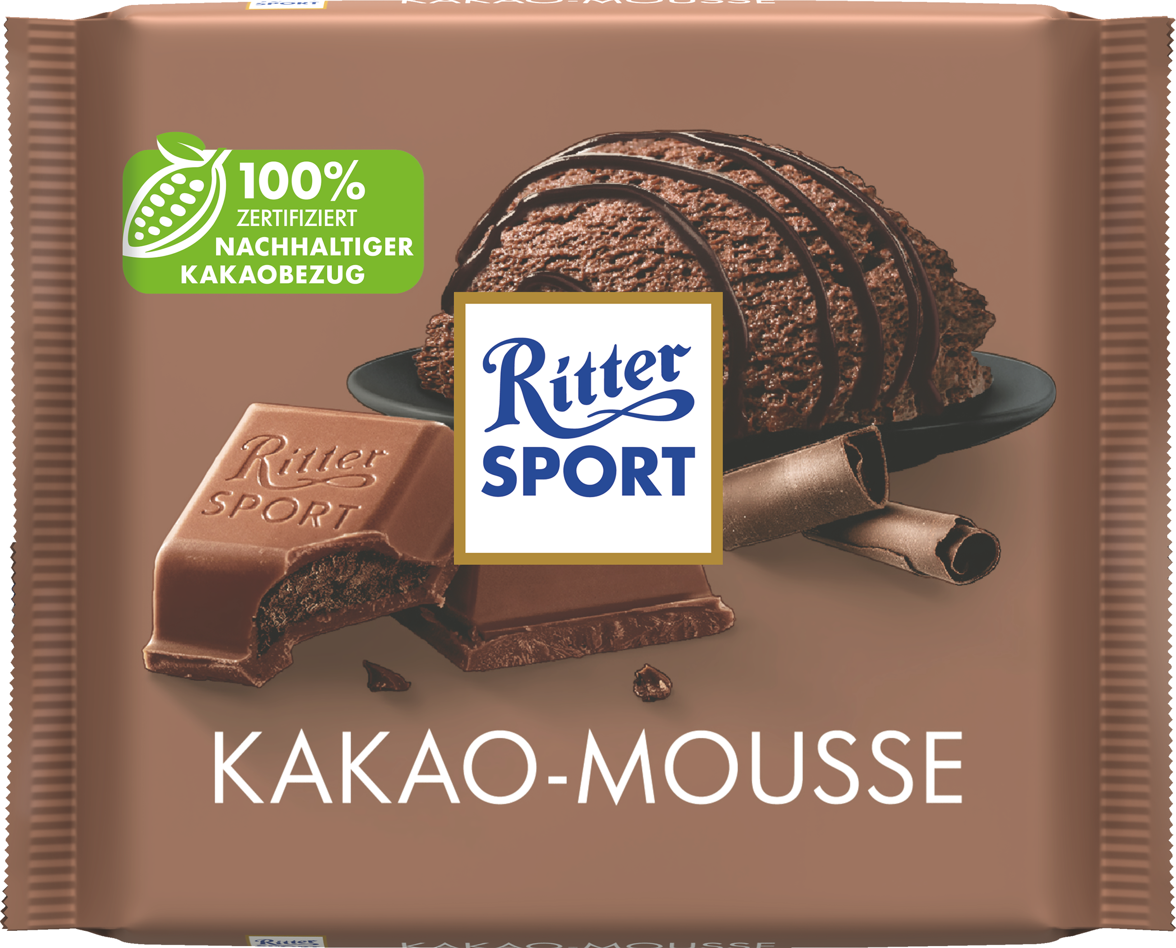 Изображение товара Шоколад молочный RITTER SPORT Какао-мусс с альпийским молоком и начинкой из какао, 100г