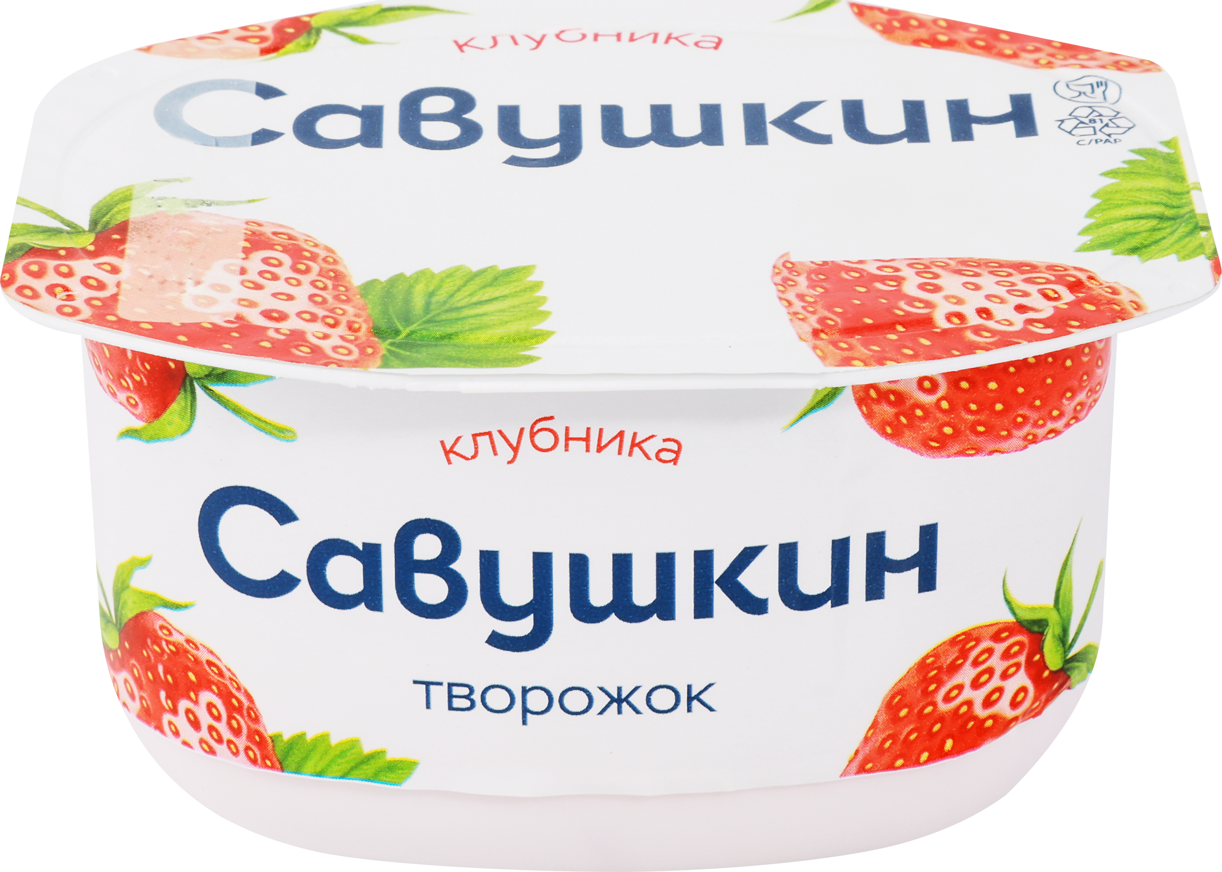 Изображение товара Паста творожная САВУШКИН Клубника 3,5% без змж 120г натуральный продукт