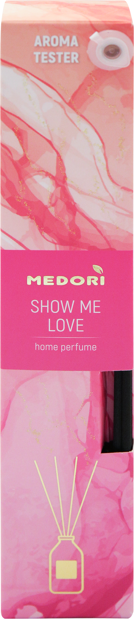 Изображение товара Аромадиффузор MEDORI Show Me Love, с микрофибровыми палочками, с пробником, 50мл