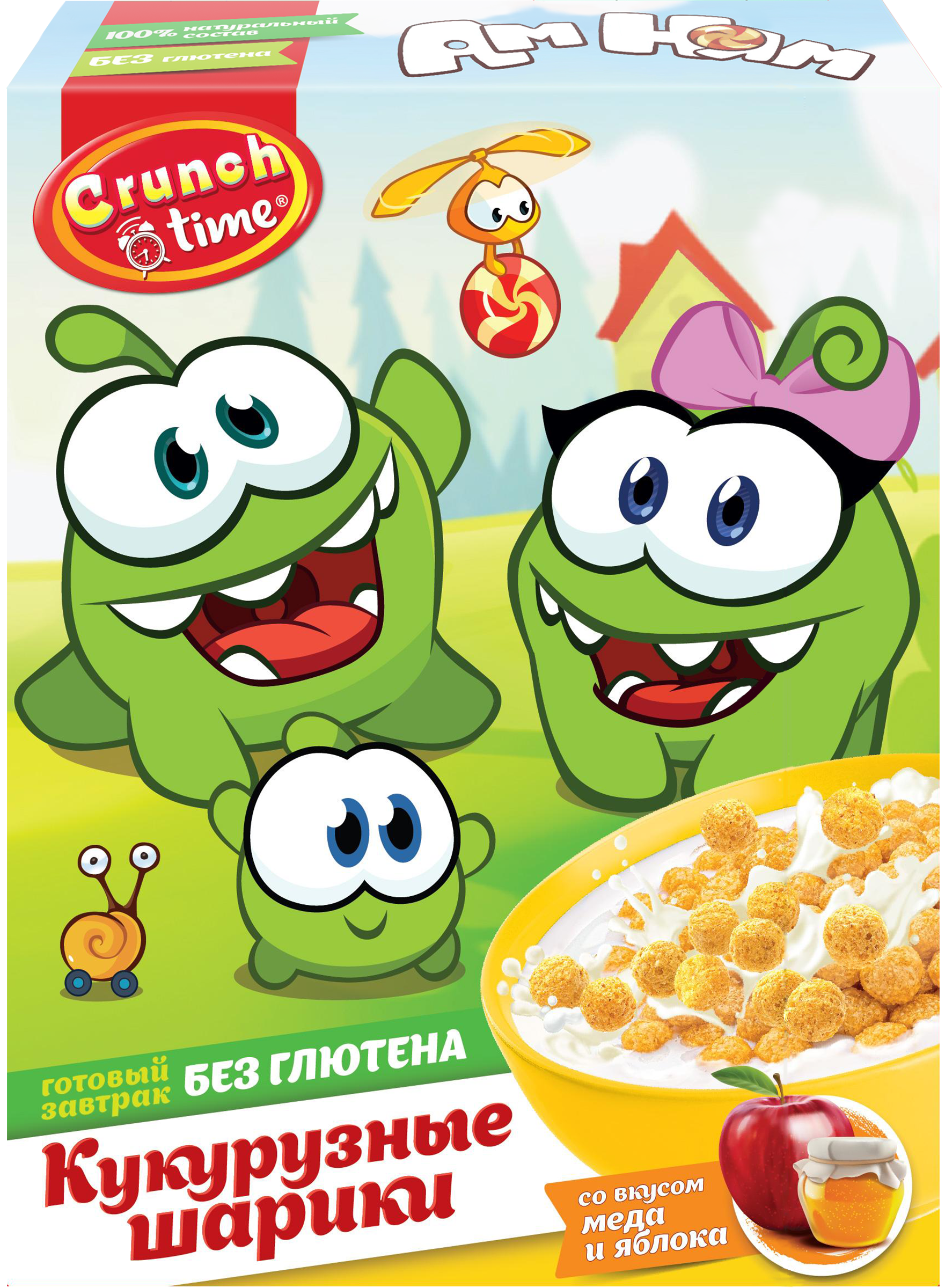 Изображение товара Готовый завтрак CRUNCH TIME Ам Ням шарики со вкусом меда и яблока 170г