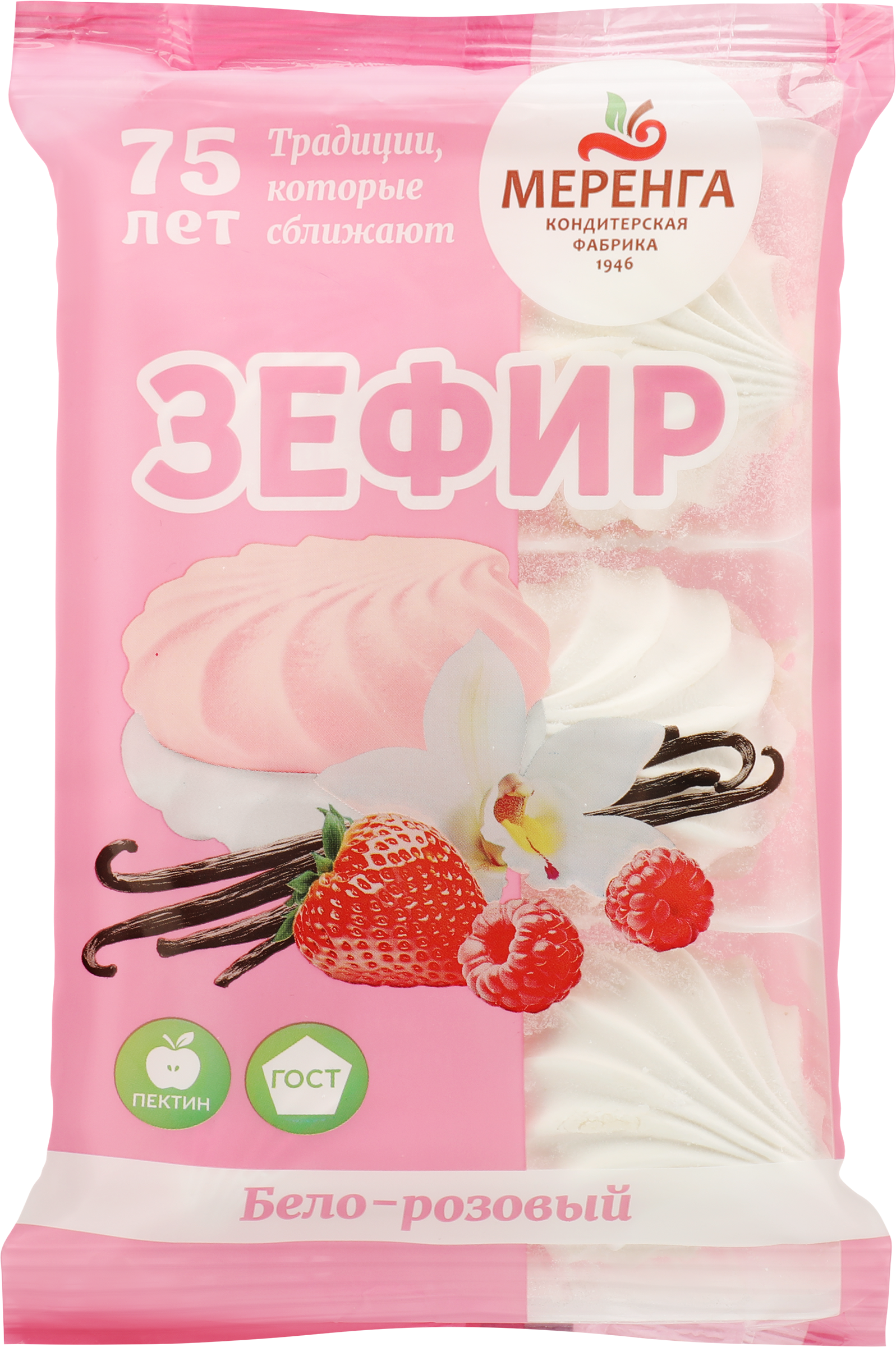 Изображение товара Зефир МЕРЕНГА бело-розовый 270г натуральное сладкое угощение
