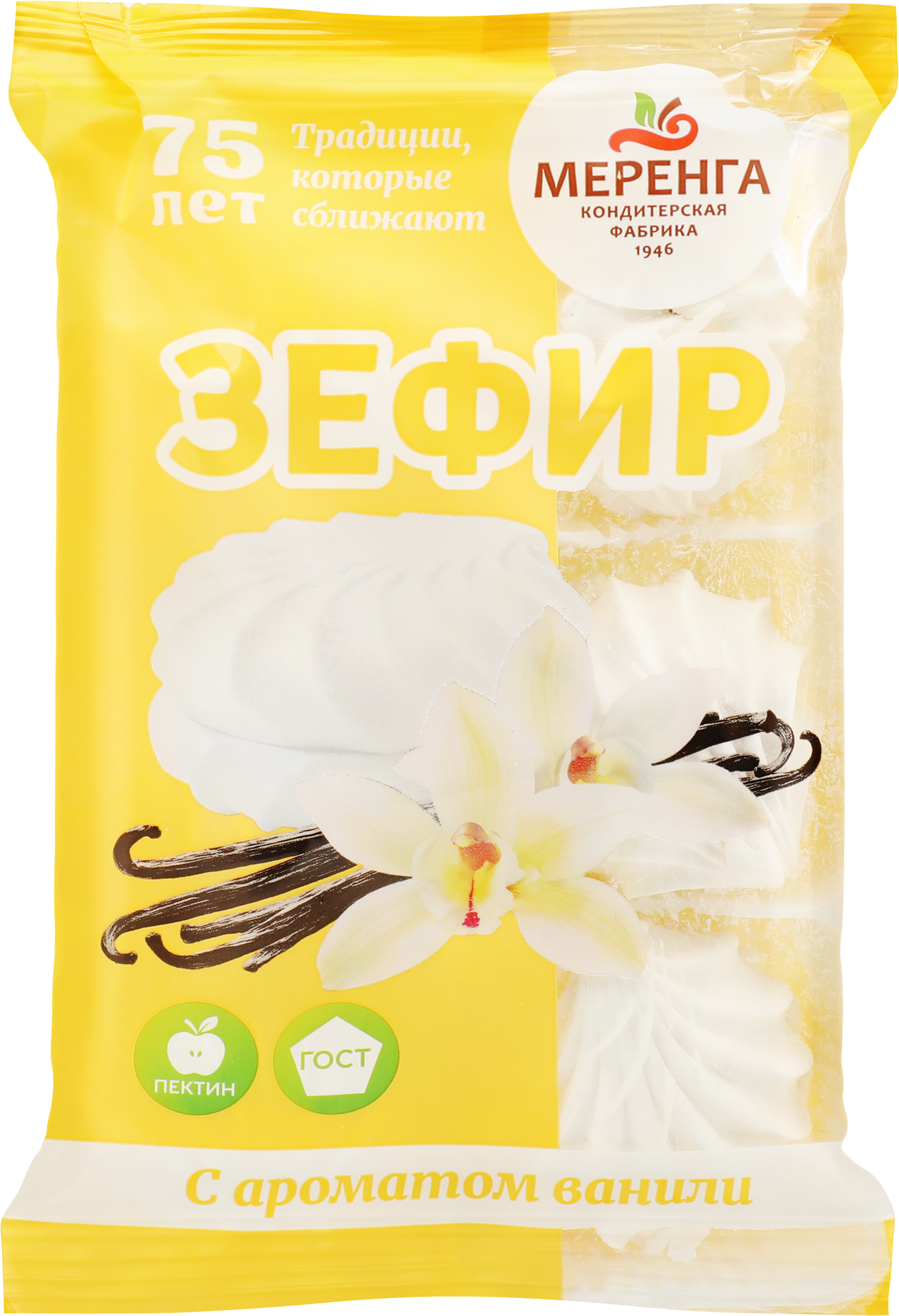 Изображение товара Зефир МЕРЕНГА с ароматом ванили, 270г - натуральное сладкое лакомство для детей и взрослых