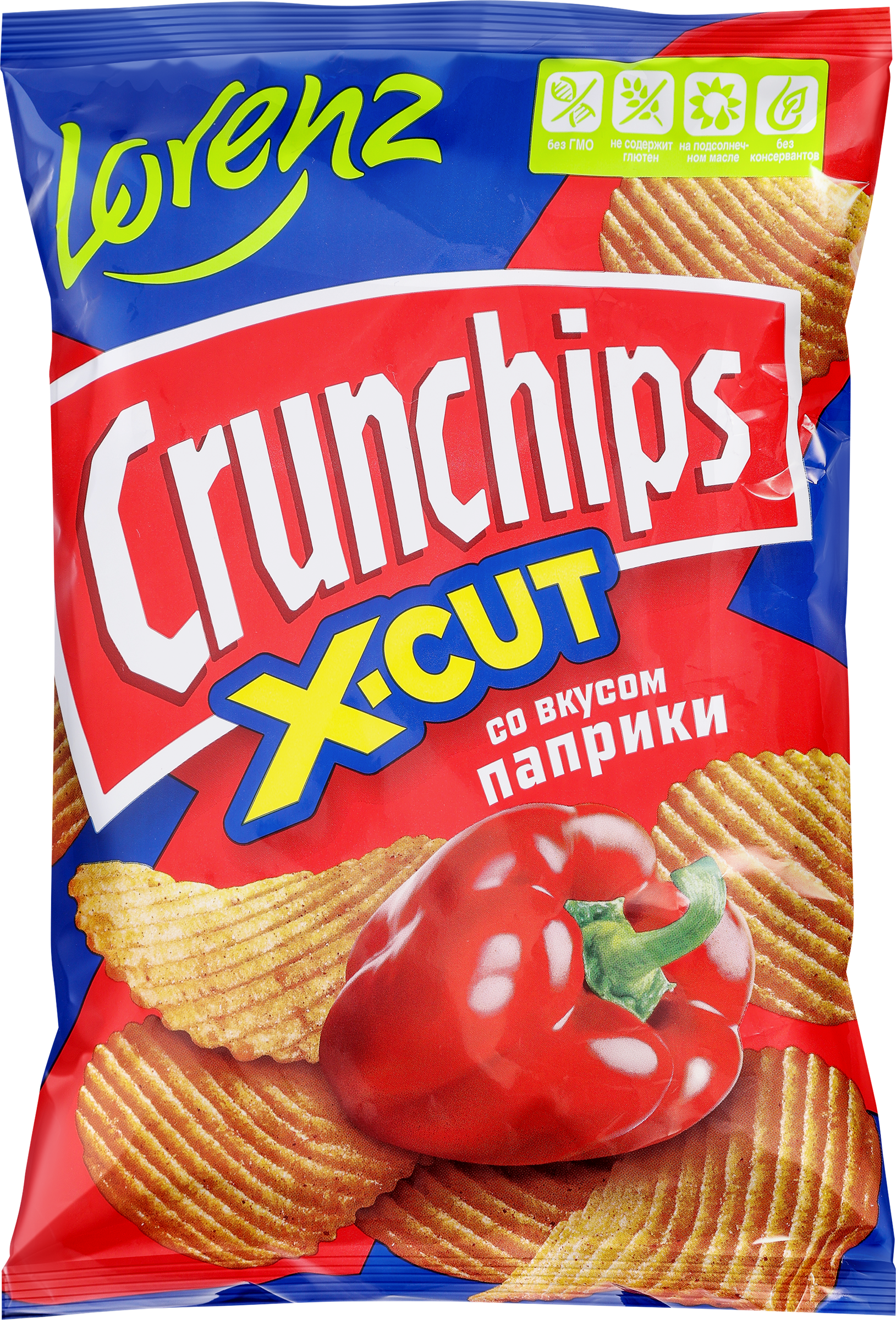 Изображение товара Чипсы картофельные LORENZ Crunchips X-Cut со вкусом паприки, рифленые, 
130г