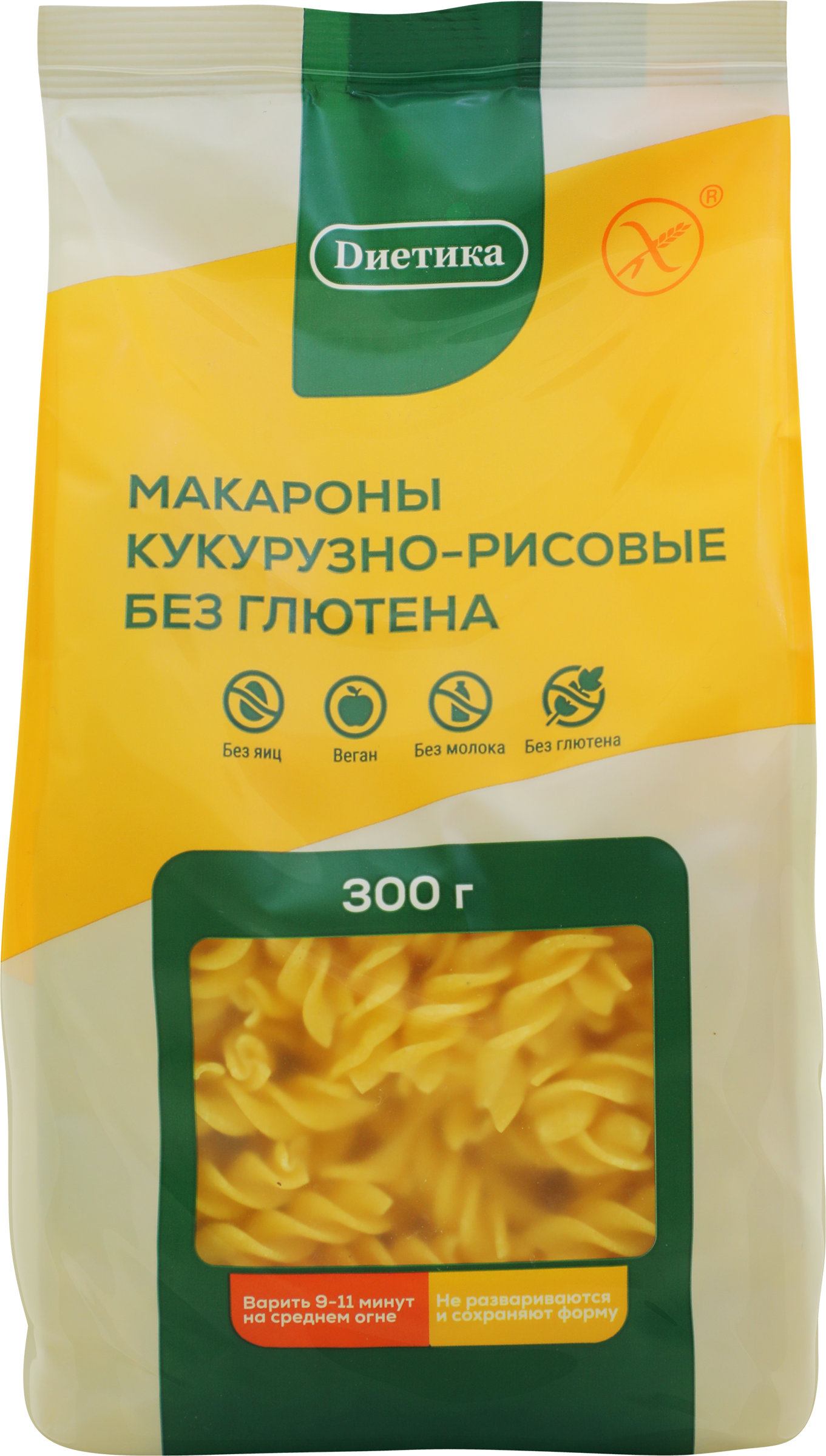Изображение товара Макароны рисово-кукурузные безглютеновые ДИЕТИКА Спираль, 300г